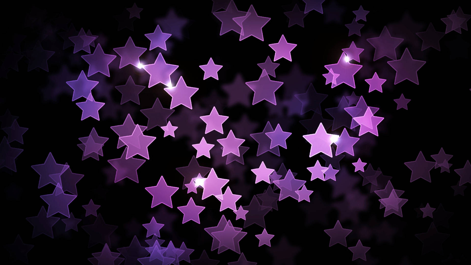 Bright Purple High Resolution Star, shimmering purple stars, deep black background, Full HD Desktop Wallpaper