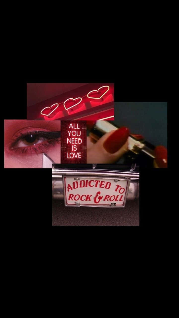 red neon hearts, close-up eye, hand with red nails holding a cigarette, HD Phone Wallpaper
