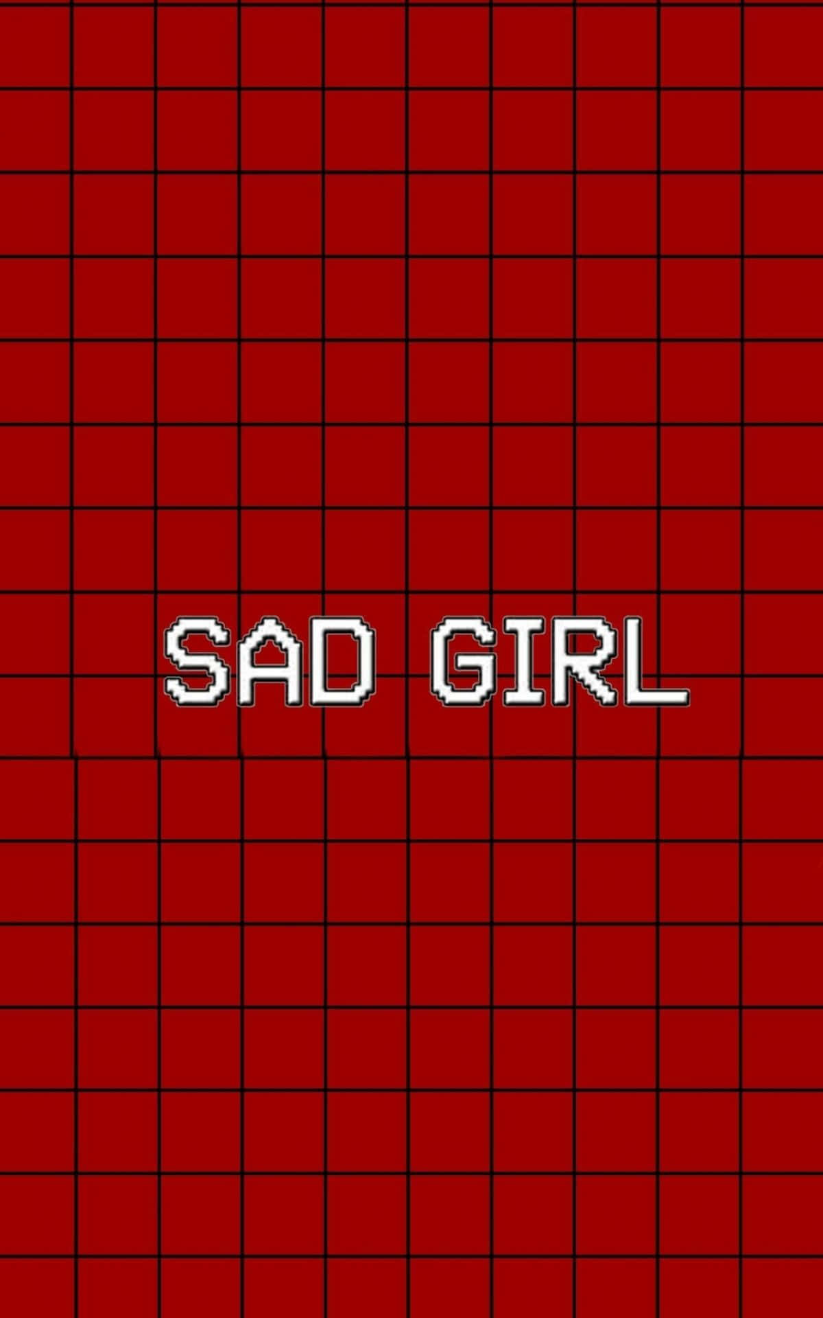 Black And Red Aesthetic, sad girl, deep red grid background, Full HD Phone Wallpaper