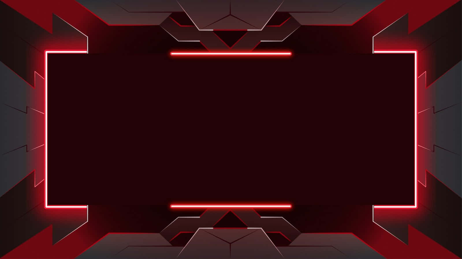 neon light, red and black frame, angular geometric panels, HD Desktop Wallpaper
