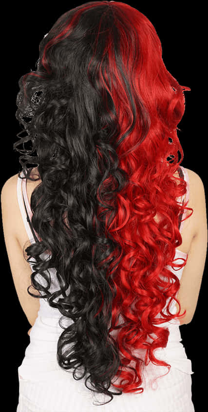 black red ombre curly wig, long wavy hair, black on one side, SD Phone Wallpaper