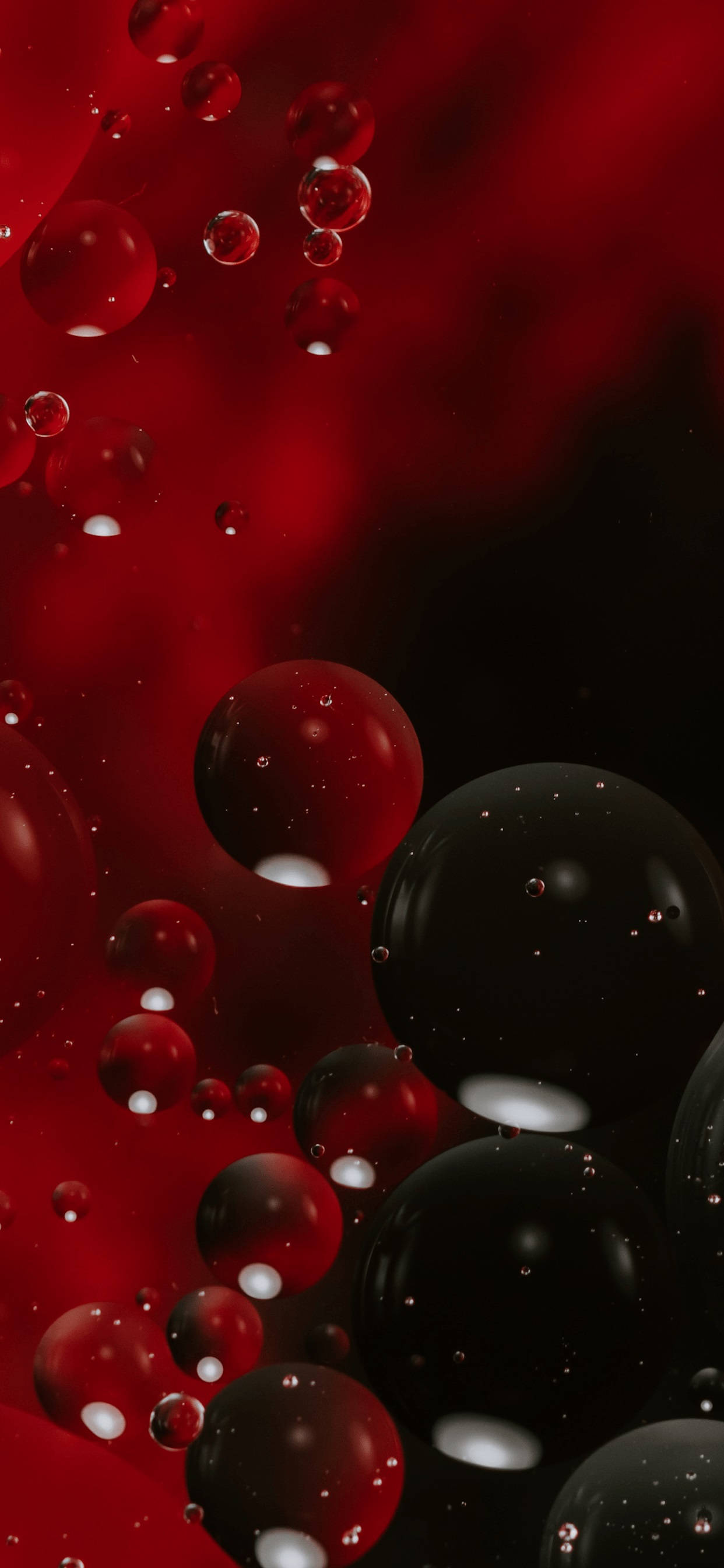 black and red bubbles, glossy red, black, 2K Phone Wallpaper
