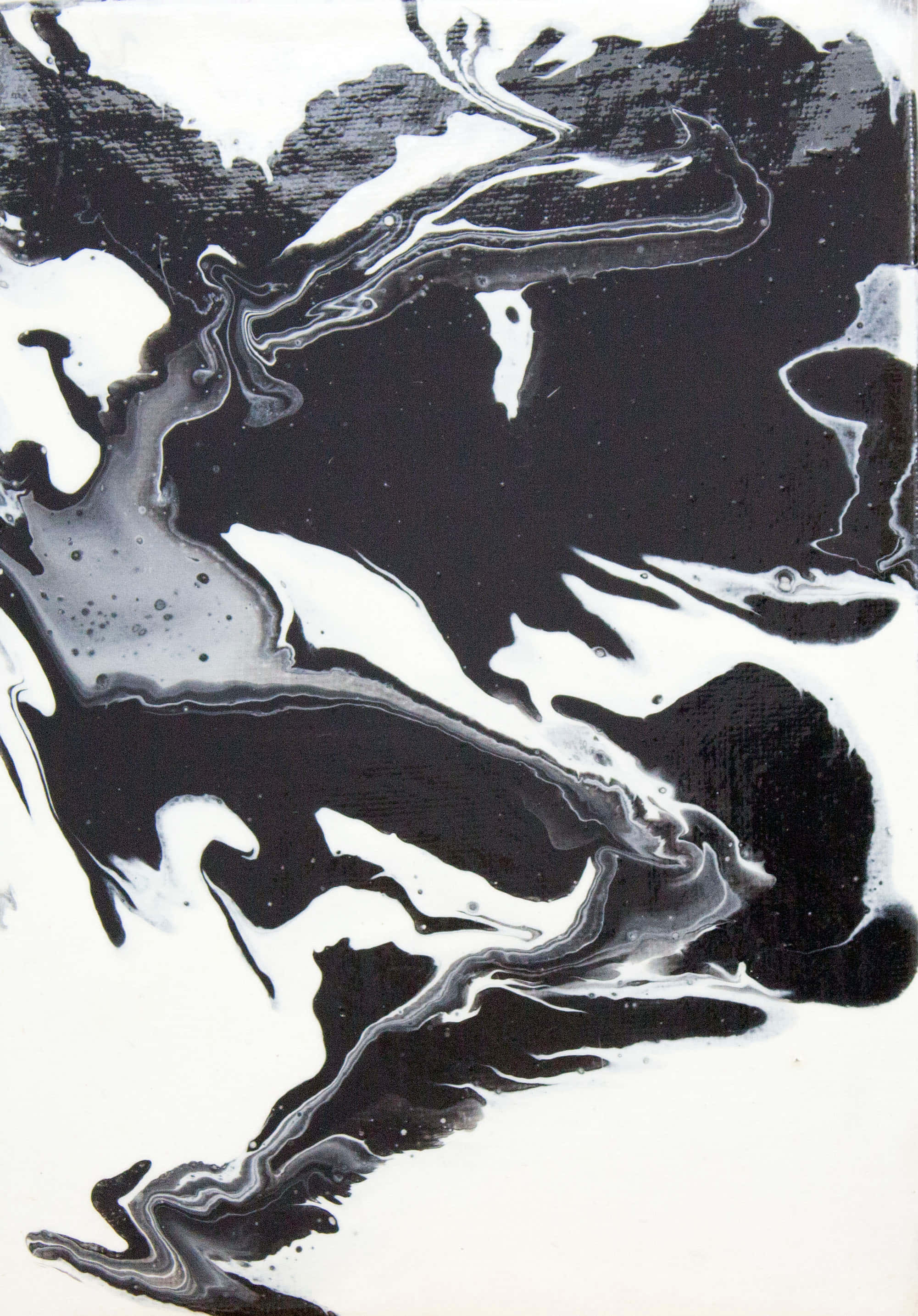 black and white abstract art, textured brushstrokes, glossy highlights, 2K Phone Wallpaper