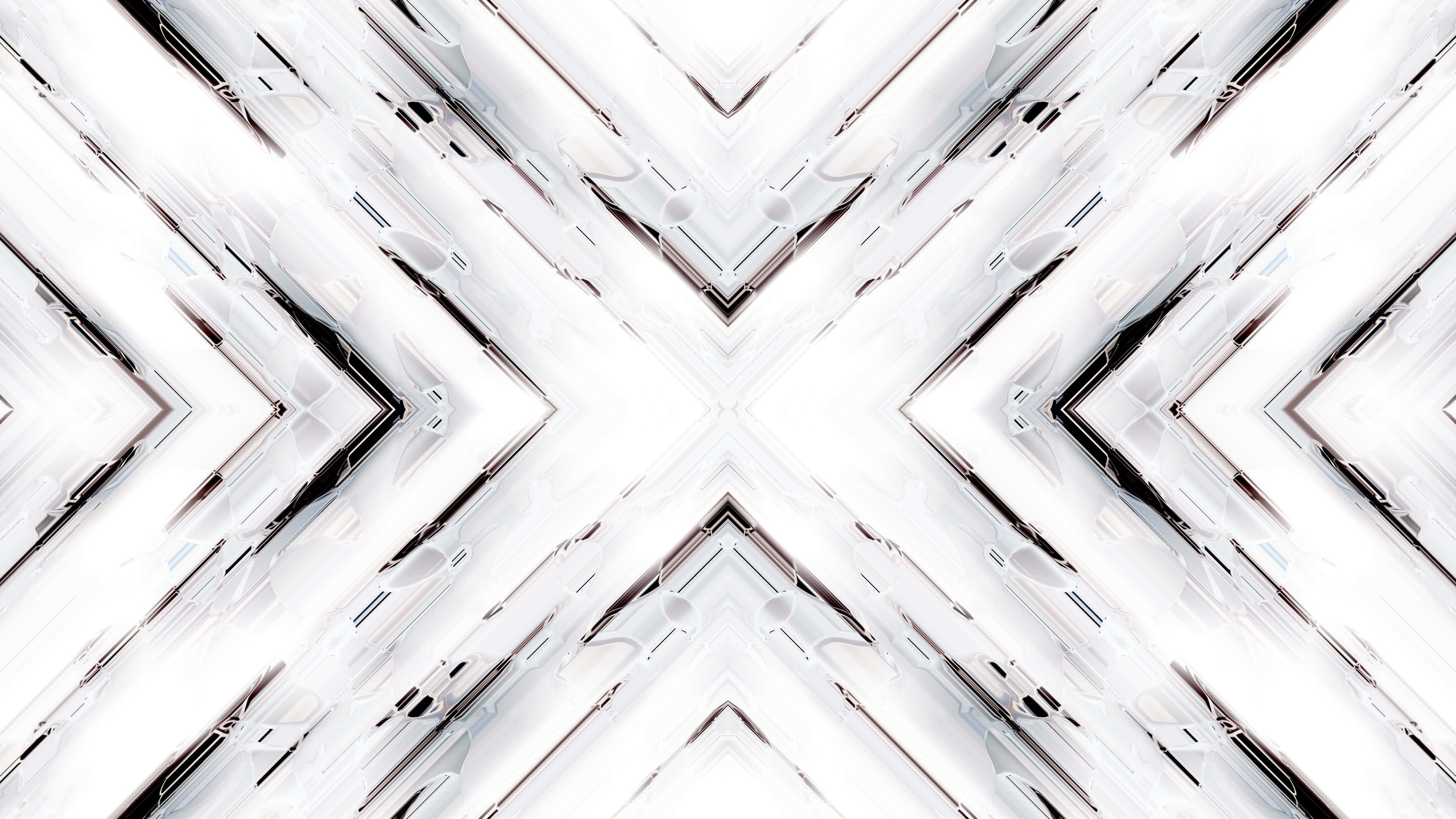 Black And White Abstract X Pattern, symmetrical abstract pattern, white and black geometric shapes, 4K Desktop Wallpaper