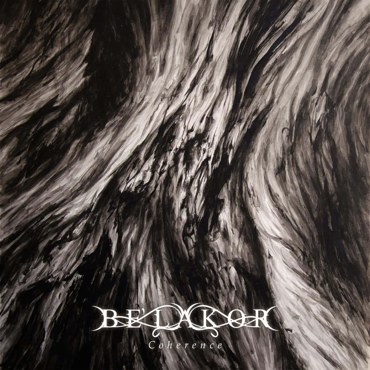Coherent Music Album Cover, black and white abstract painting, swirling textures, SD Desktop Wallpaper