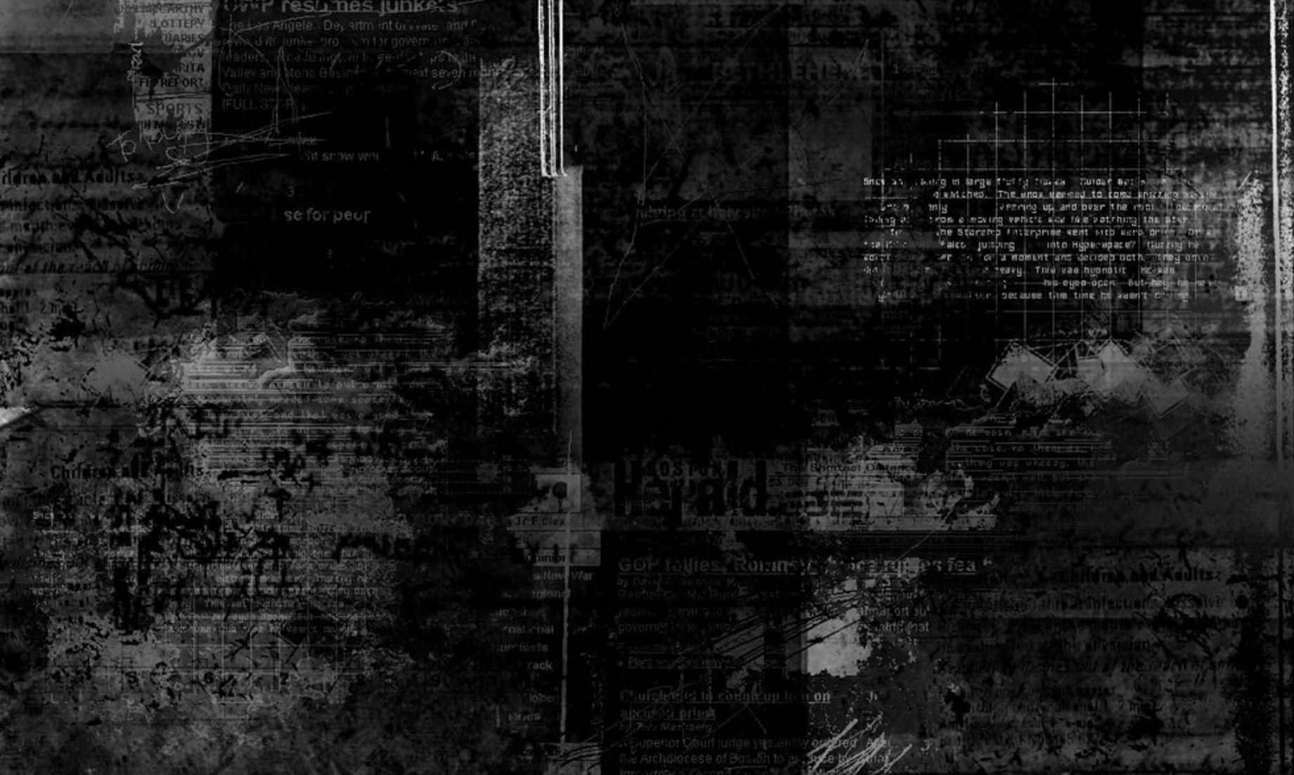 Grunge, Black And White Abstract, fragmented newspaper clippings, HD Desktop Wallpaper