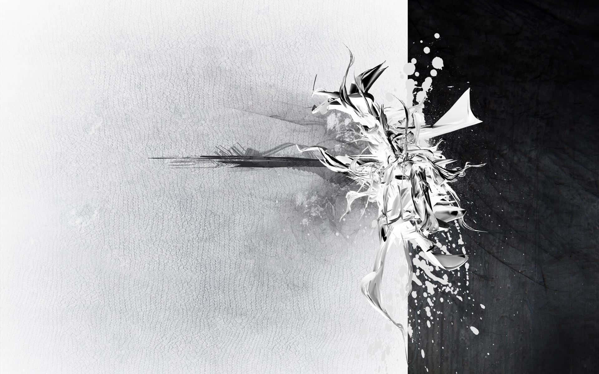 black and white abstract, splash, paint, Full HD Desktop Wallpaper