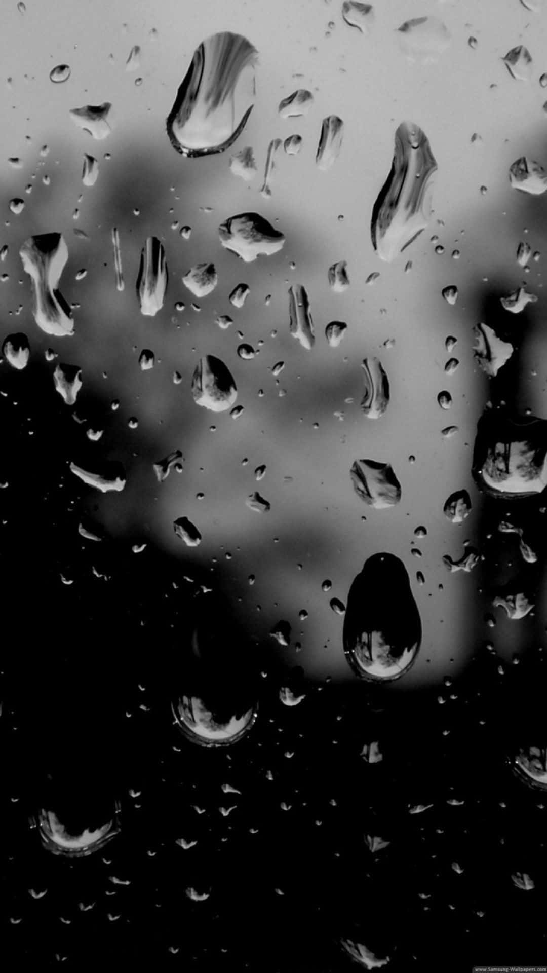 black and white, raindrops, window, Full HD Phone Wallpaper