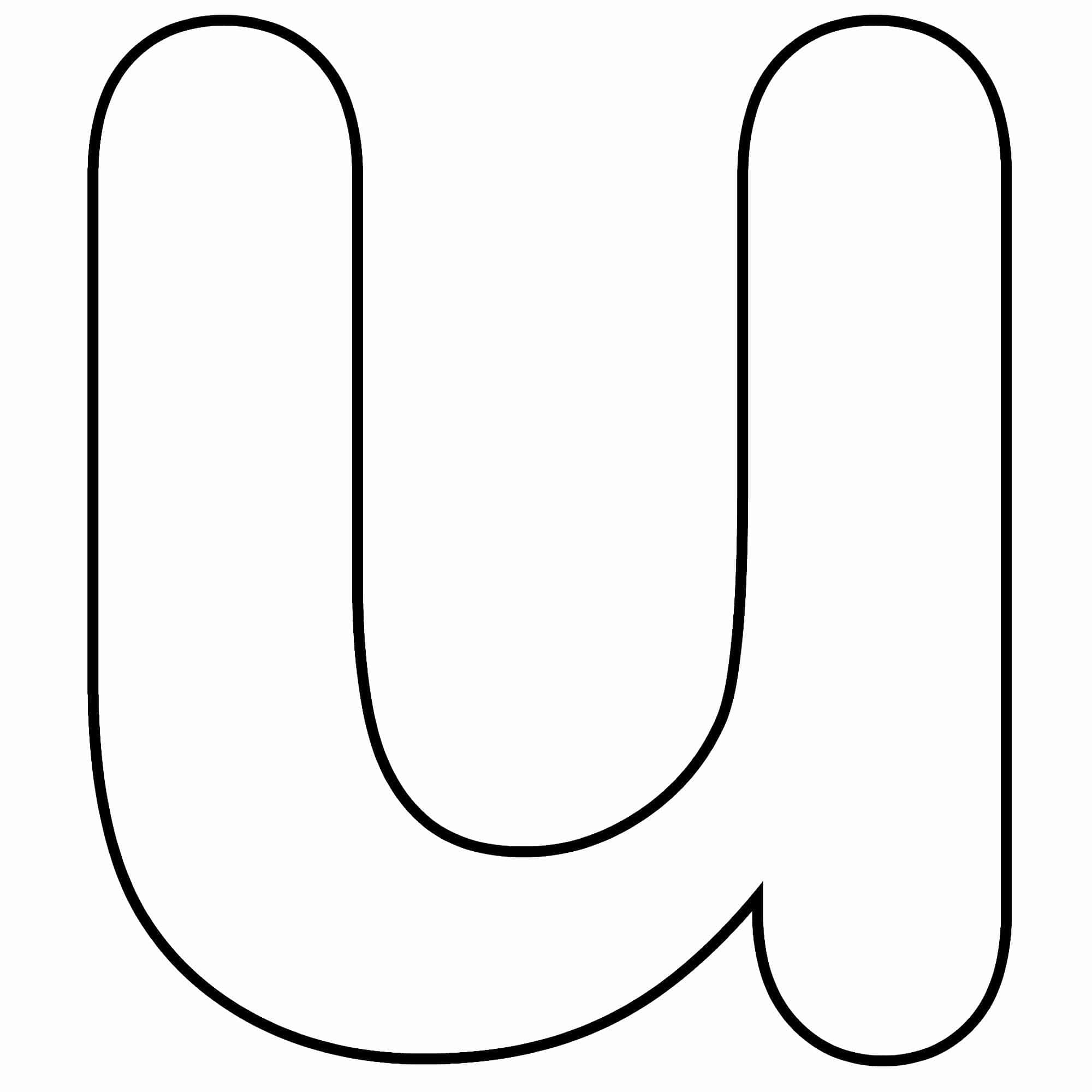 lowercase letter u, bold black outline, plain white background, Full HD Desktop Wallpaper
