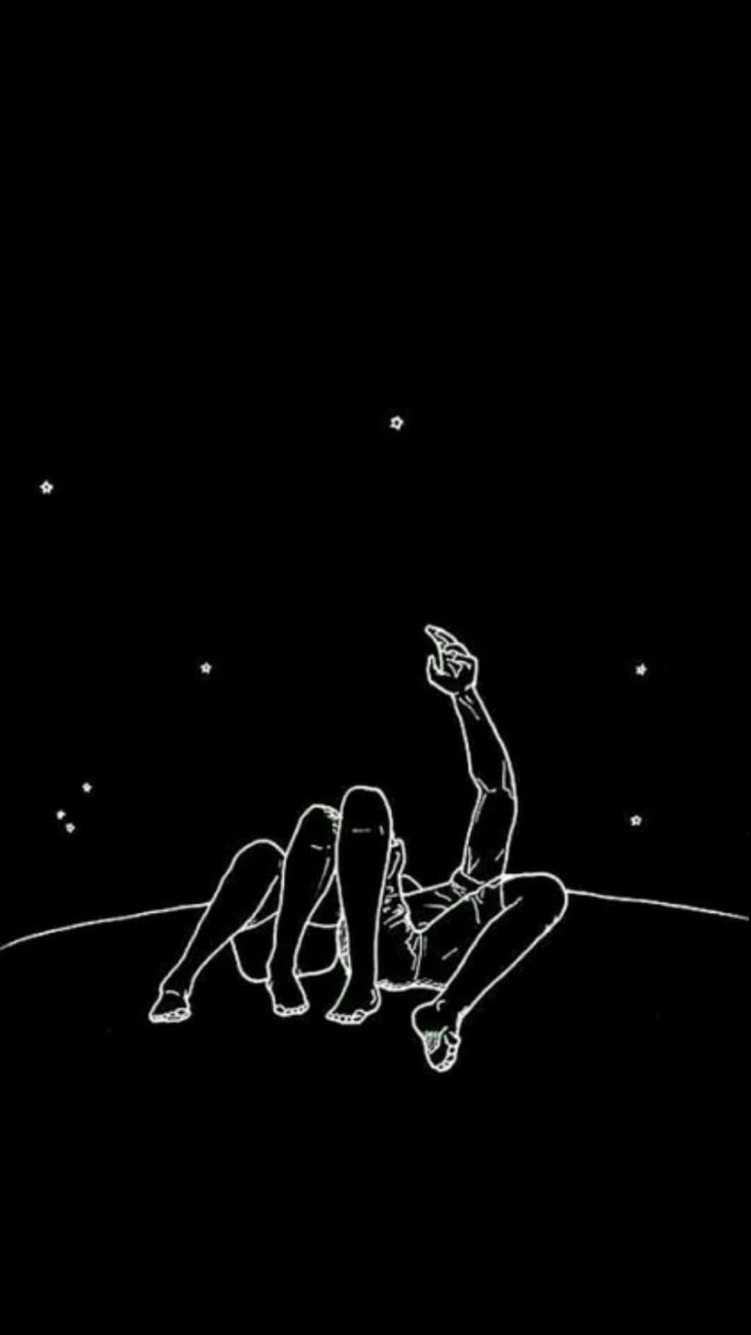 black and white aesthetic phone, minimalist white line drawing, curved horizon, HD Phone Wallpaper