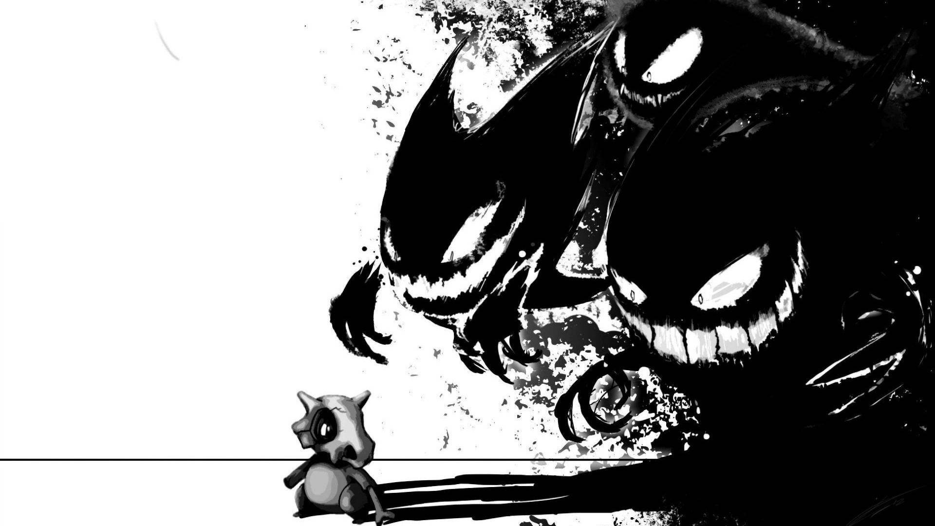 Black And White Anime Aesthetic, monsters, glowing eyes, Full HD Desktop Wallpaper