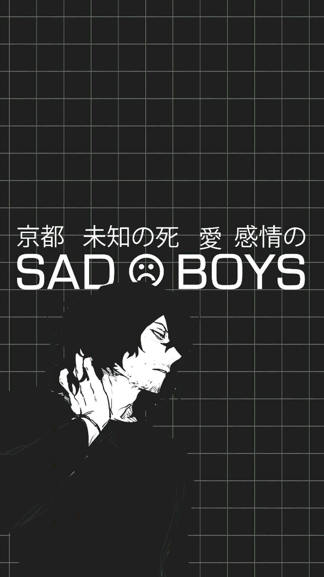 Black And White Anime Boy, sad boy, hand on head, Full HD Phone Wallpaper