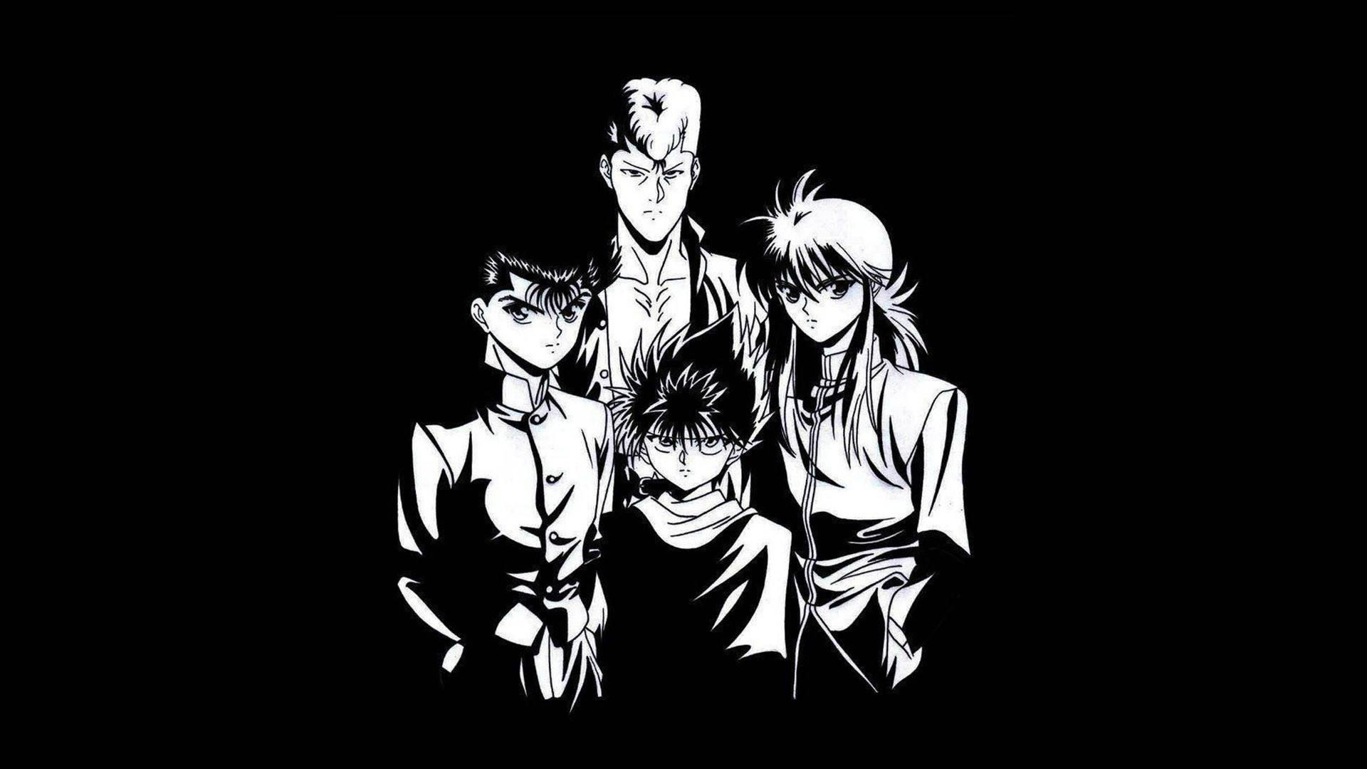 Black And White Anime Boy, ghost fighter, black and white silhouettes, Full HD Desktop Wallpaper