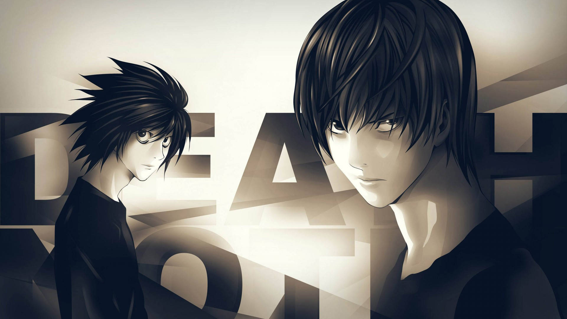 Solemn Stare, black and white anime boy, dark hair, Full HD Desktop Wallpaper