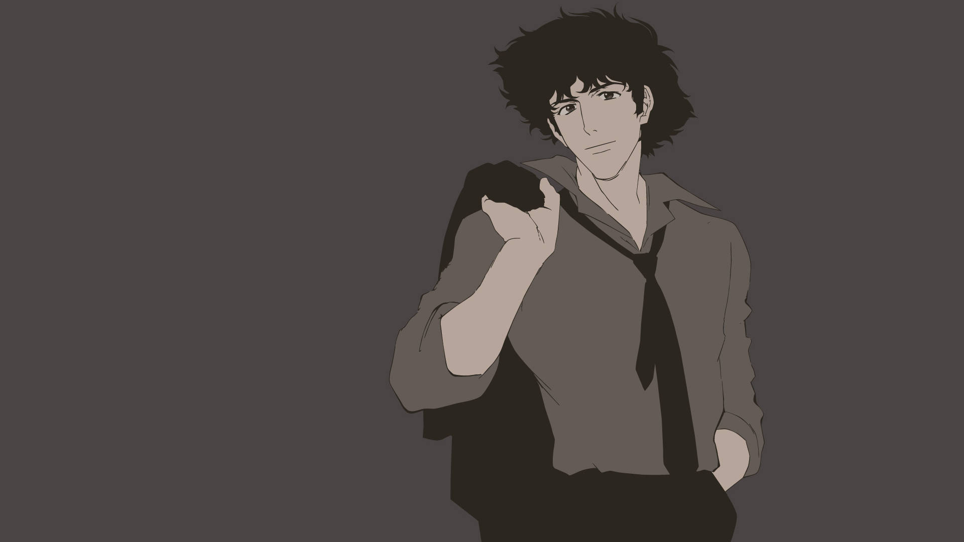 Black And White Anime Boy, tousled hair, jacket, Full HD Desktop Wallpaper