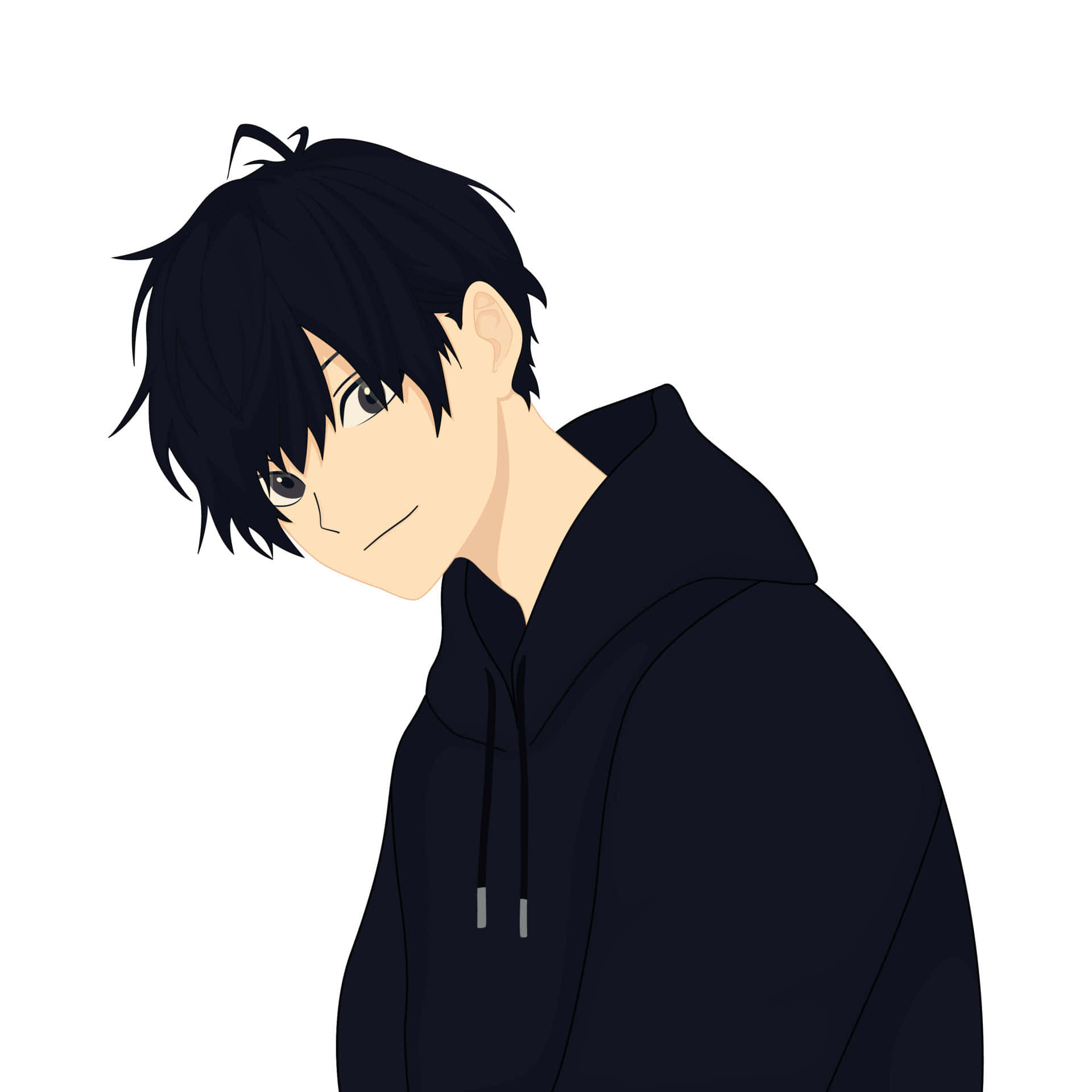 anime boy, black hair, dark hoodie, Full HD Desktop Wallpaper