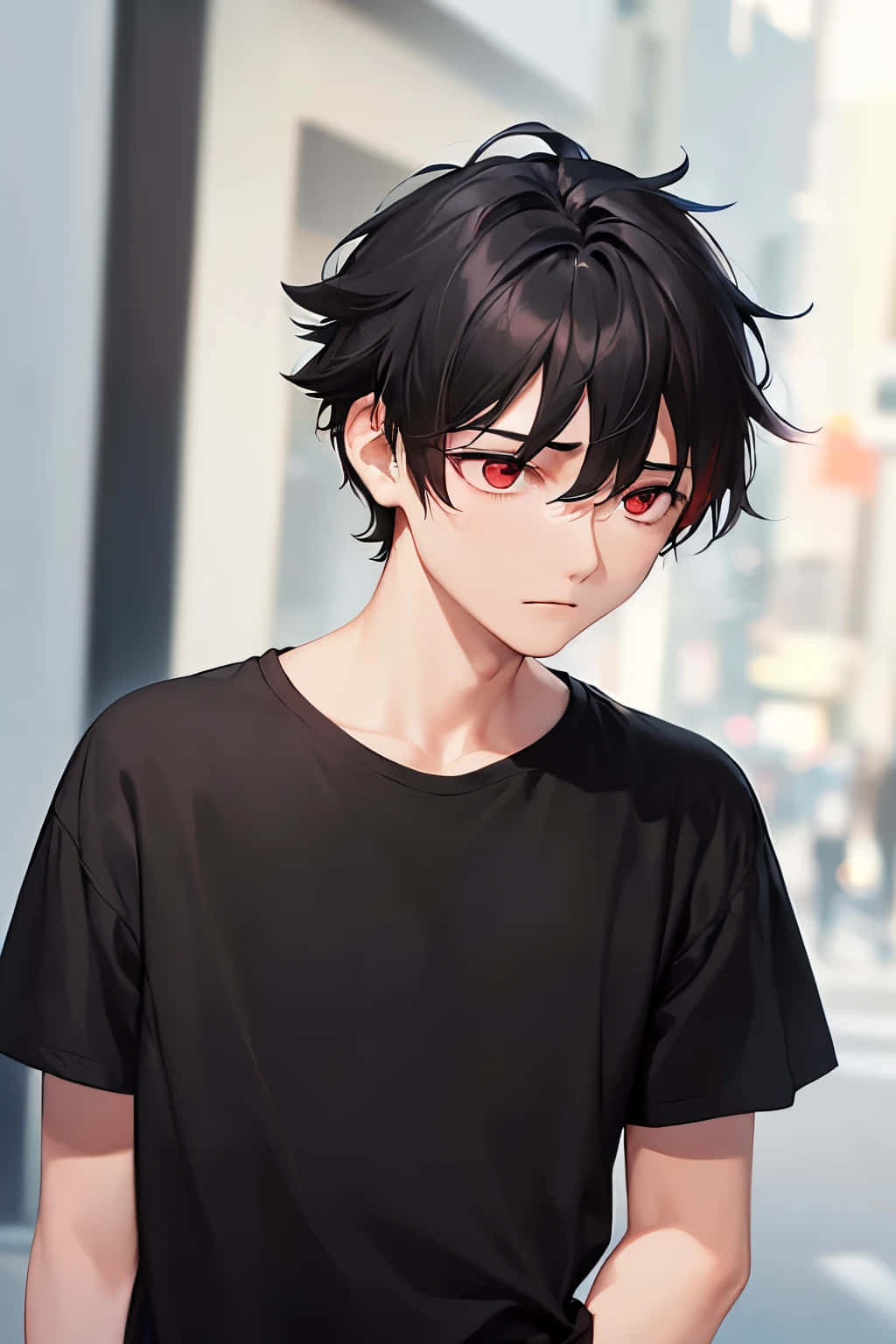 anime boy, black hair, red eyes, HD Phone Wallpaper