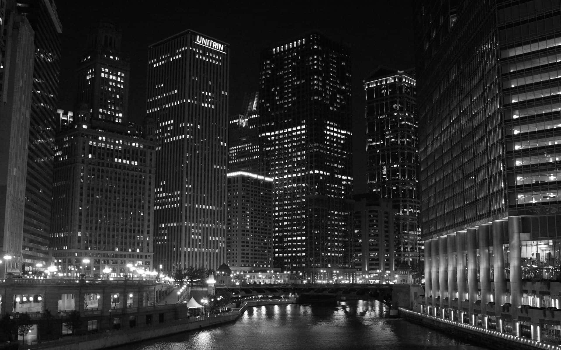 Black And White Architecture, cityscape, night, Full HD Desktop Wallpaper
