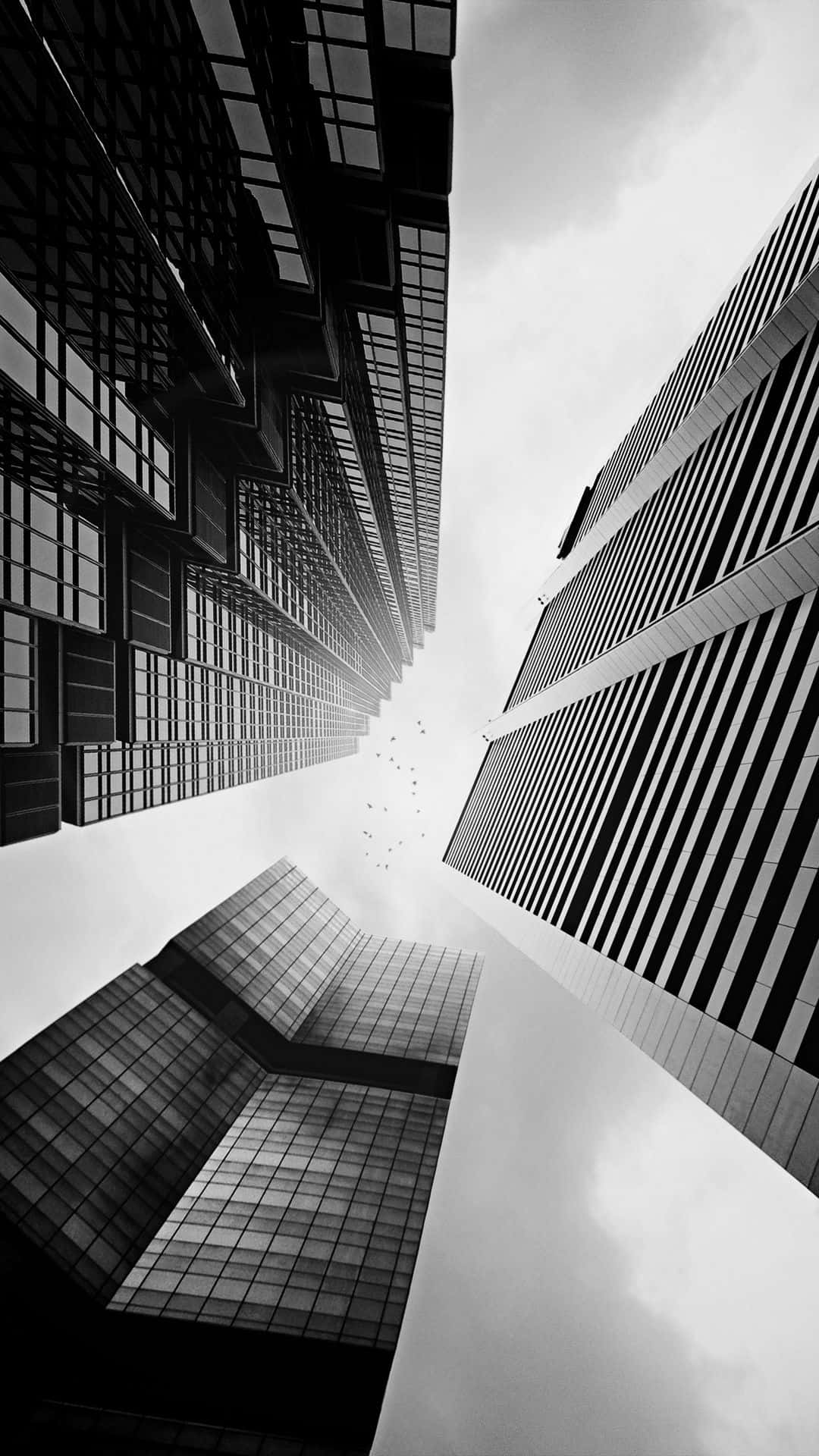 Black And White Architecture, skyscrapers, cloudy sky, Full HD Phone Wallpaper
