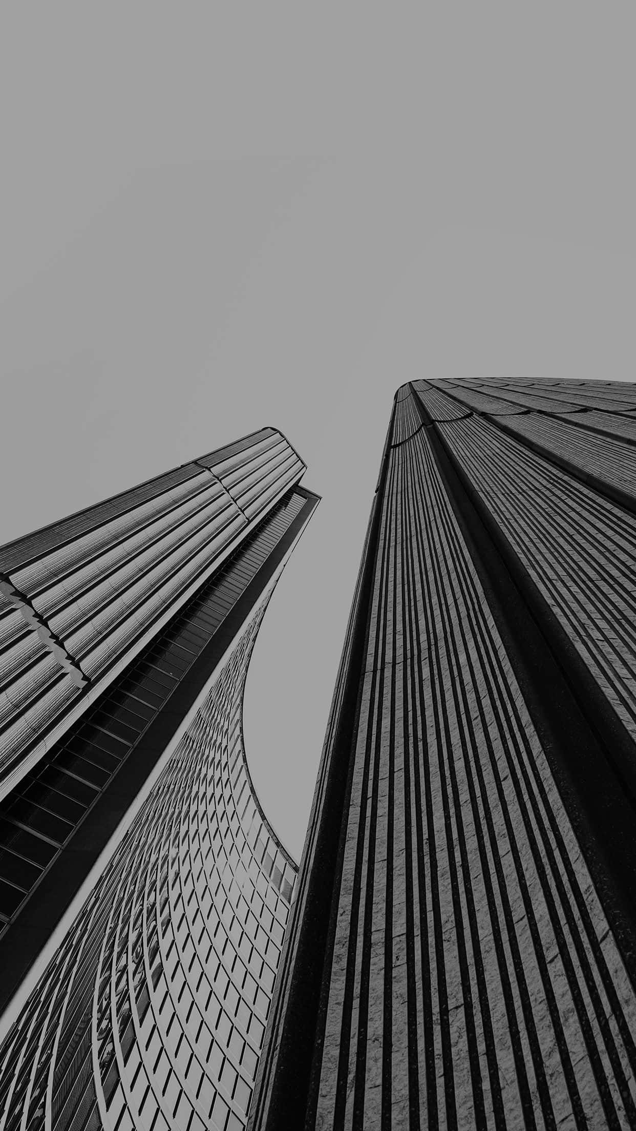 Black and White Architecture, skyscrapers, plain sky, Full HD Phone Wallpaper