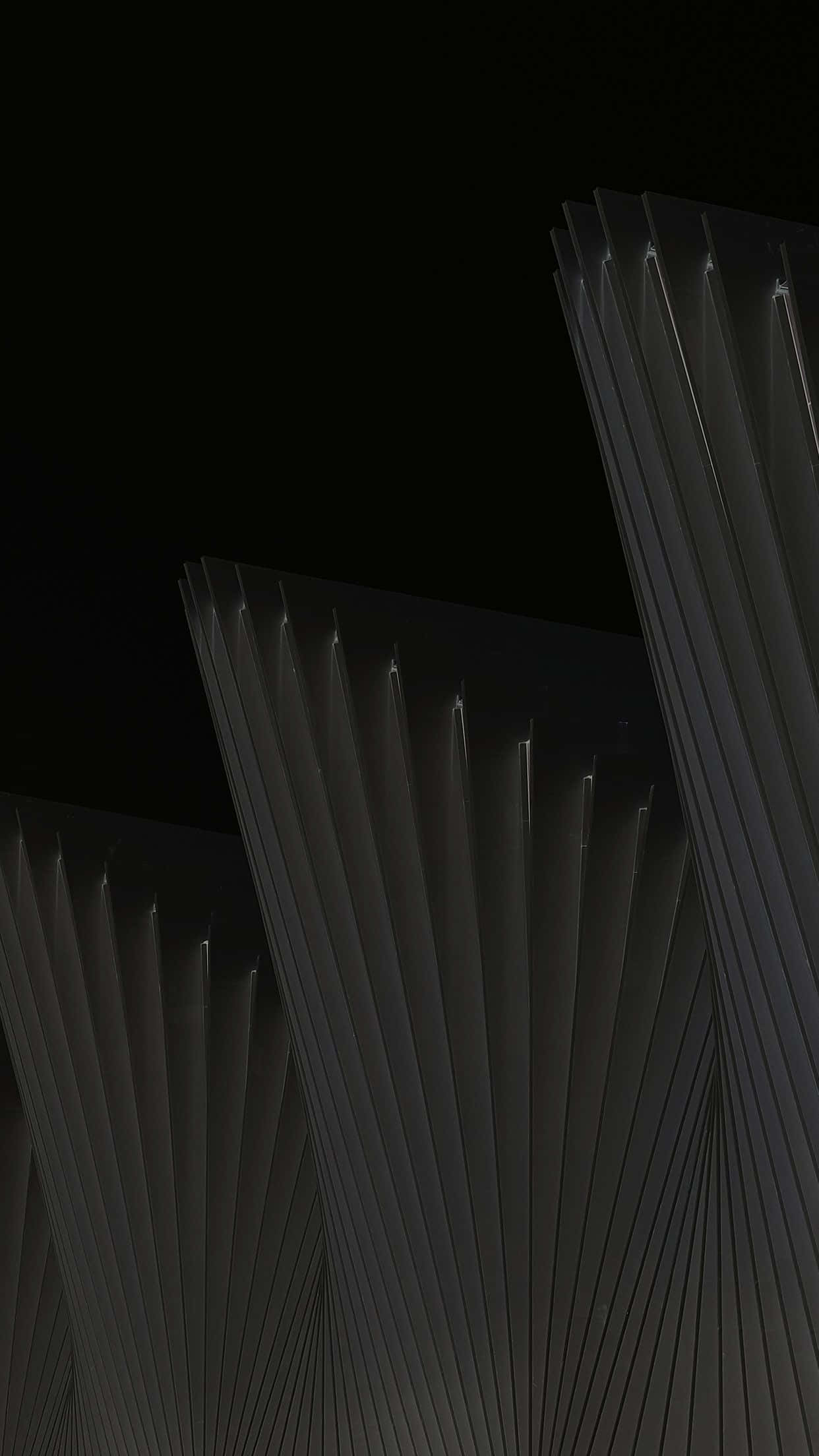 Black And White Architecture, geometric architectural fins, black night sky, Full HD Phone Wallpaper
