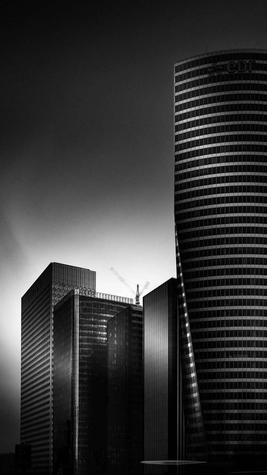 Black And White Architecture, monochrome skyscrapers, gradient sky, Full HD Phone Wallpaper