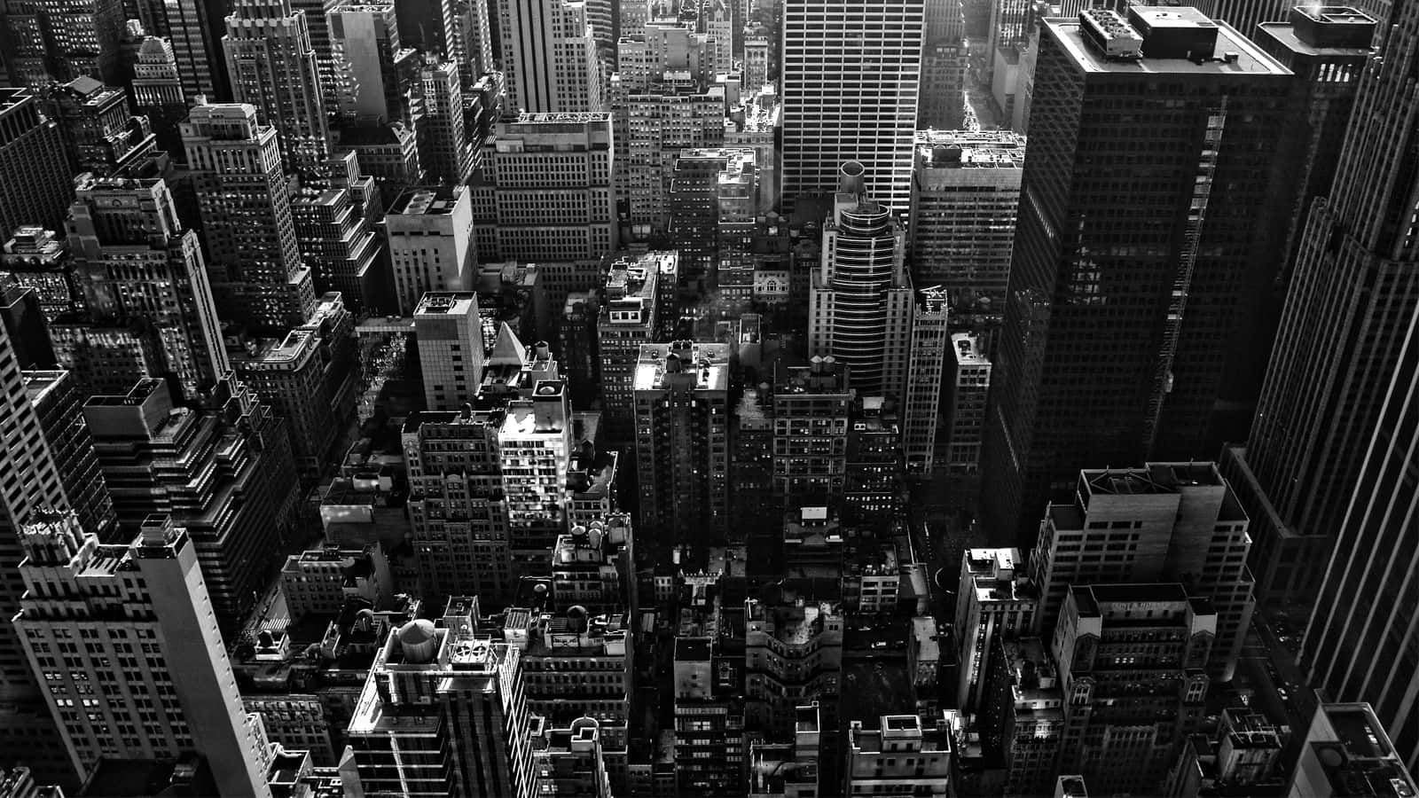 black and white architecture, aerial view, dense skyscrapers, HD Desktop Wallpaper