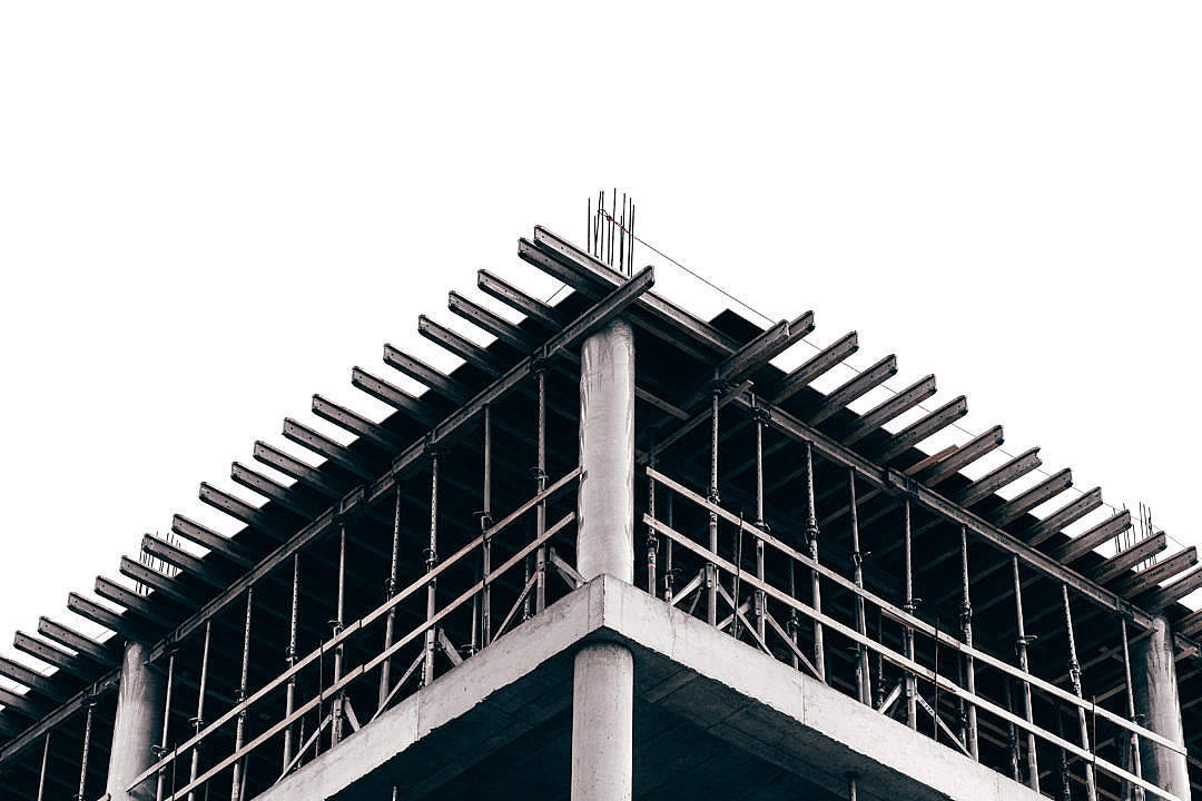 building corner, concrete building, exposed steel beams, SD Desktop Wallpaper