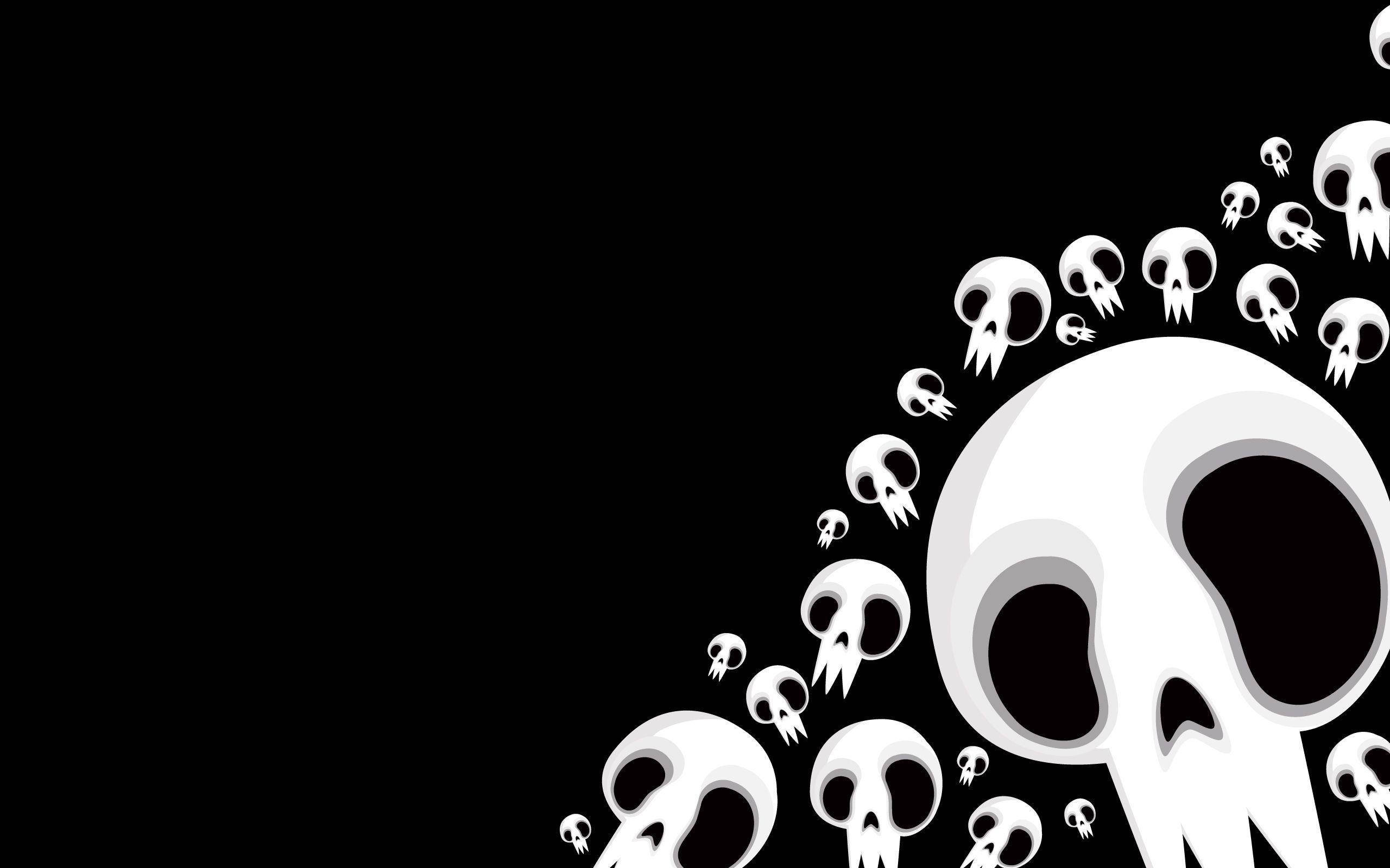 crazy skeletons, black background, stark white skull cluster, 2K Desktop Wallpaper
