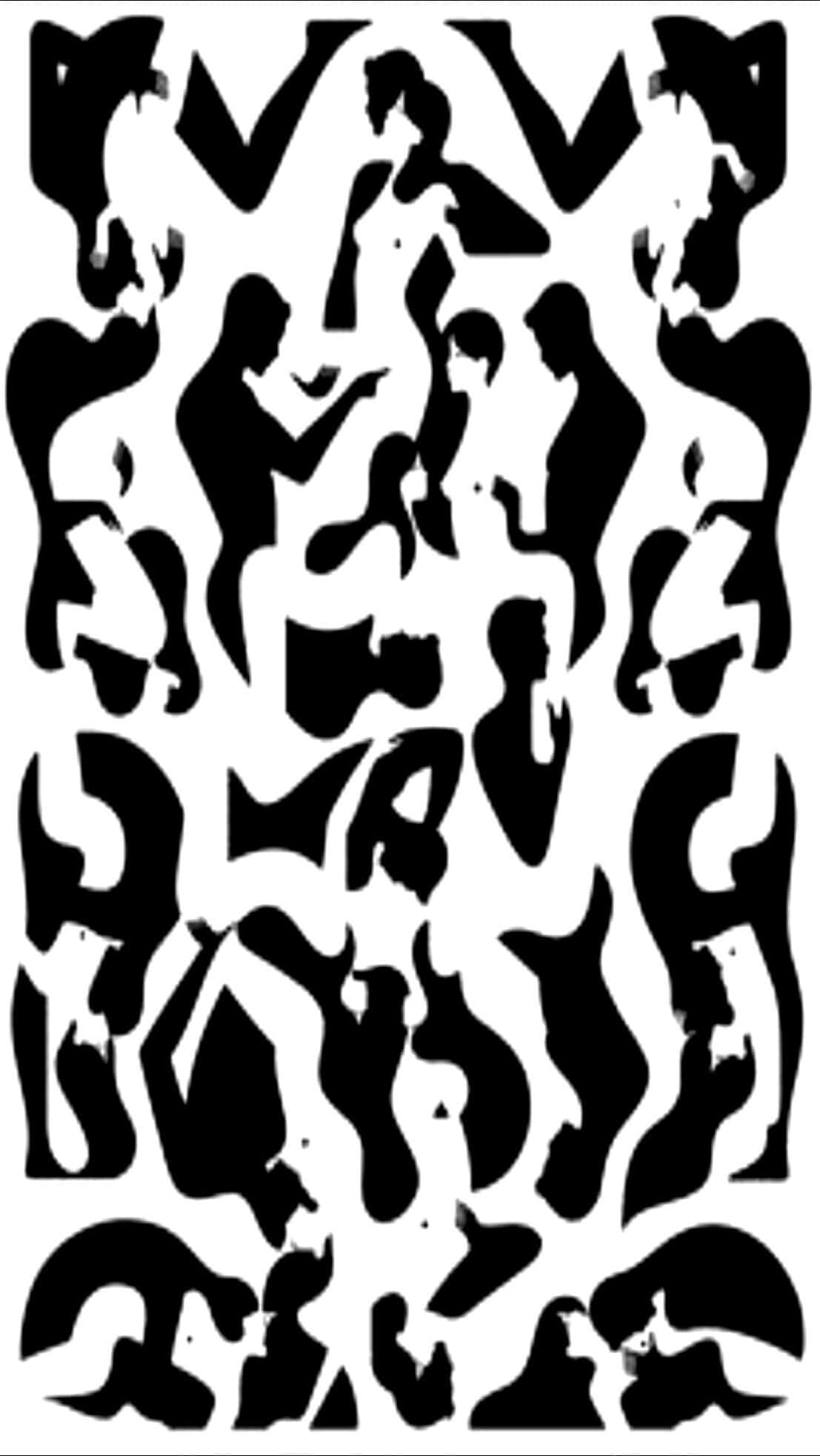 Naughty Prints Phone, abstract black silhouettes, dancing and interacting human figures, Full HD Phone Wallpaper