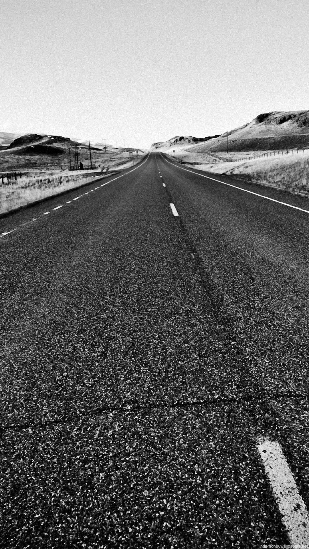 Black White iPhone, grayscale, highway, Full HD Phone Wallpaper