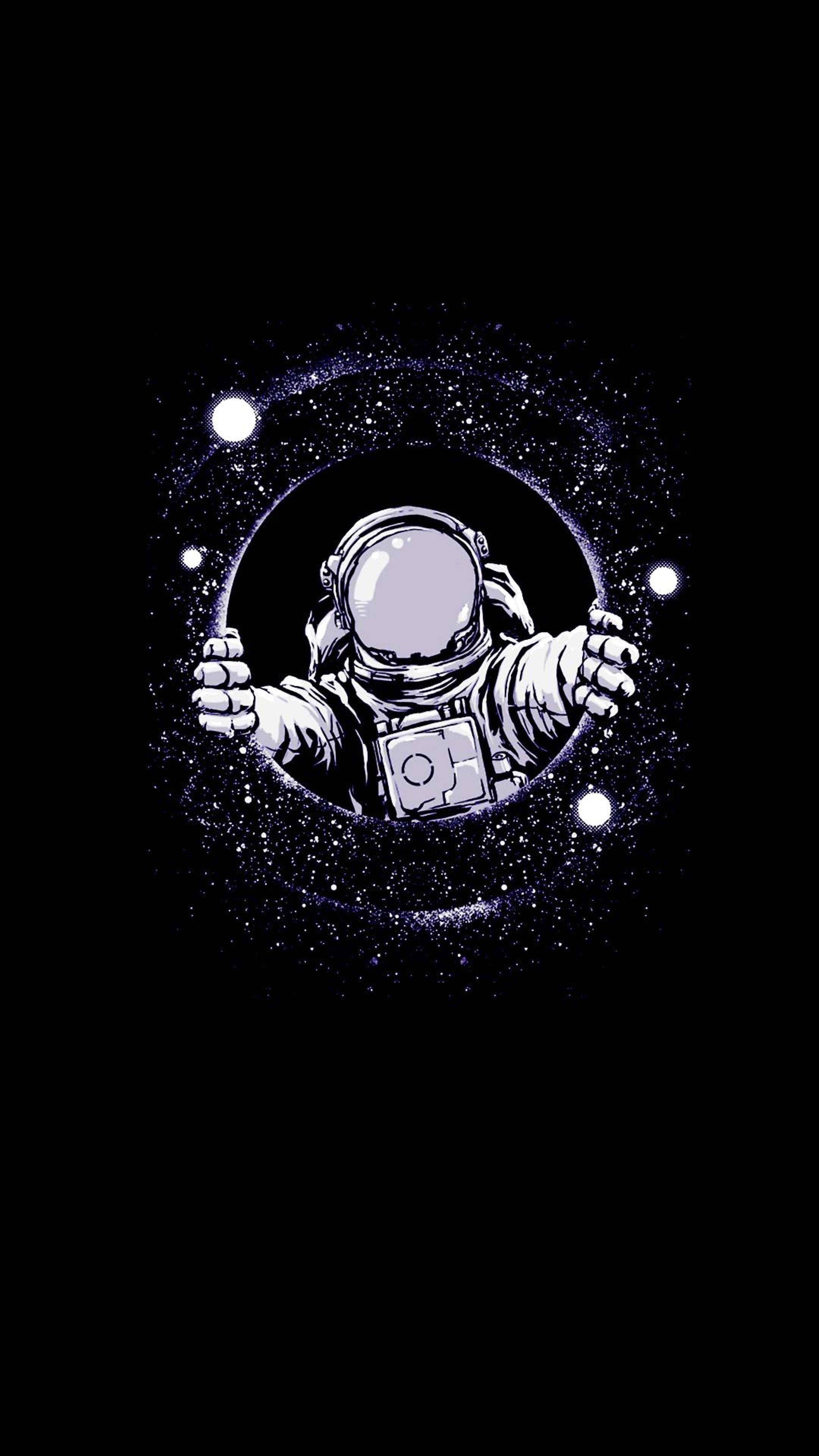 Black And White Astronaut, white suit, cosmic portal, 4K Phone Wallpaper