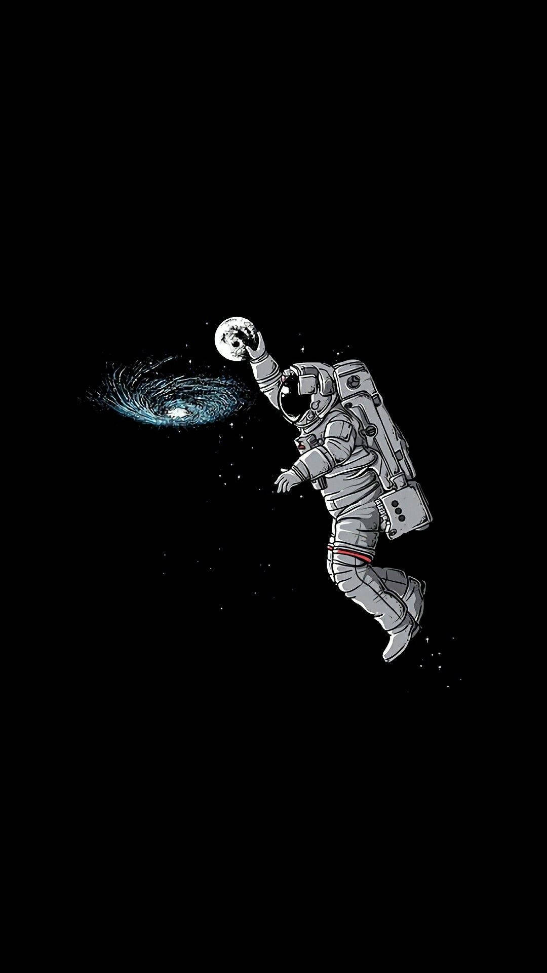 Black And White Astronaut, astronaut, glowing orb, Full HD Phone Wallpaper