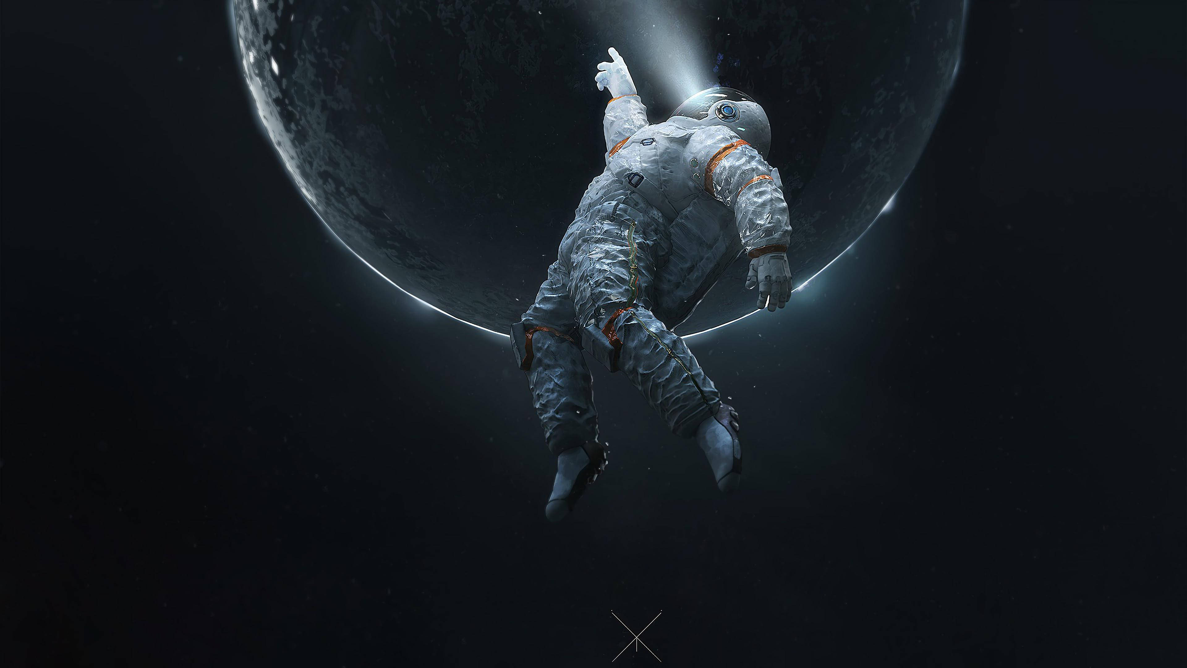 Black And White Astronaut, astronaut, space, 4K Desktop Wallpaper