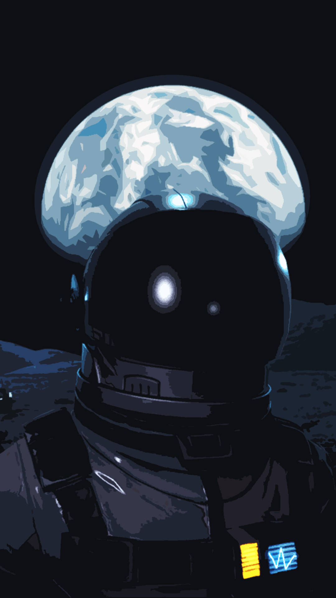 Black Astronaut, dark helmet, glowing moon, Full HD Phone Wallpaper