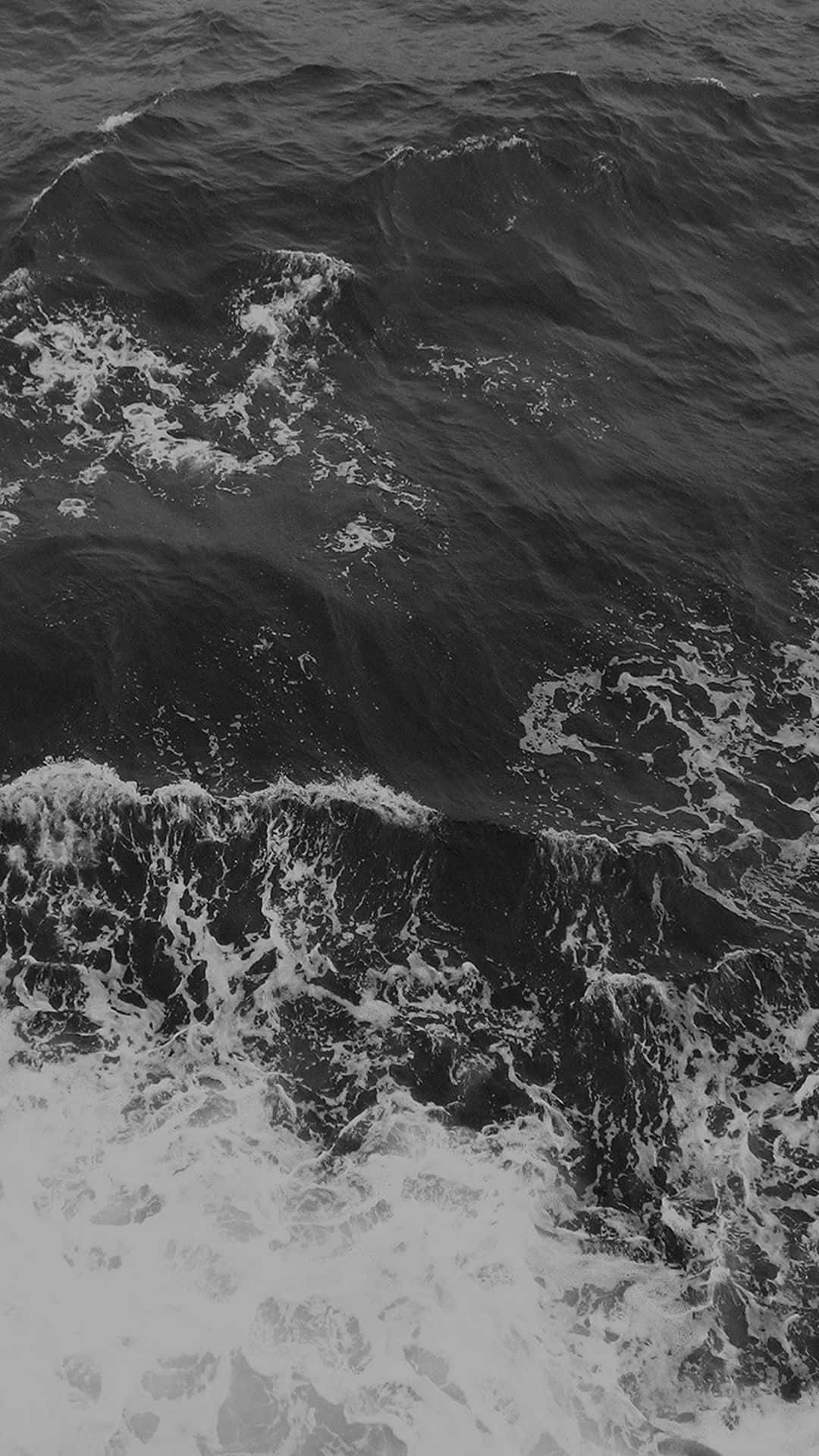 Black and White Seascape, monochrome waves, frothy white crests, Full HD Phone Wallpaper