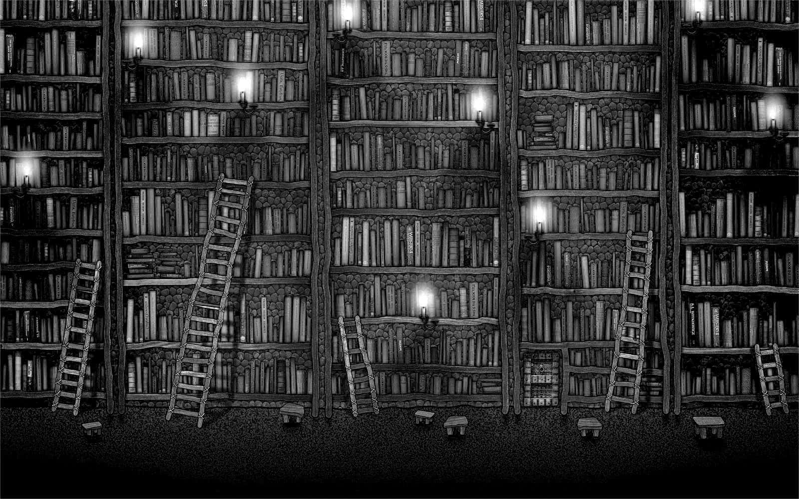 Black And White Book, 1600 x 1000, monochrome library, HD Desktop Wallpaper