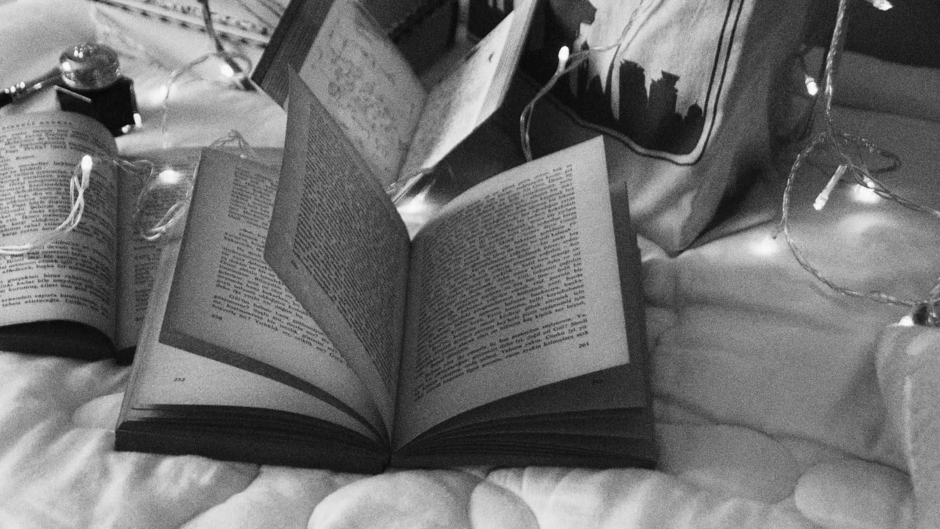 Black And White Book, open book, textured surface, Full HD Desktop Wallpaper