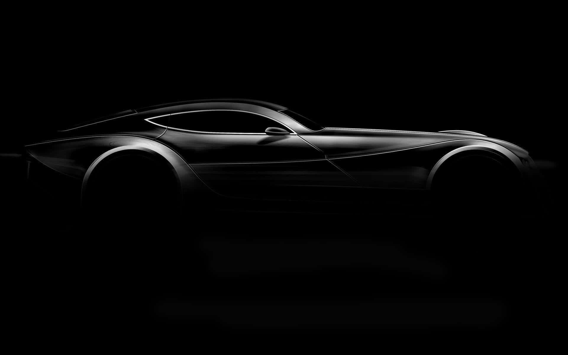 Sleek Black and White Car, futuristic sports car silhouette, metallic highlights, Full HD Desktop Wallpaper