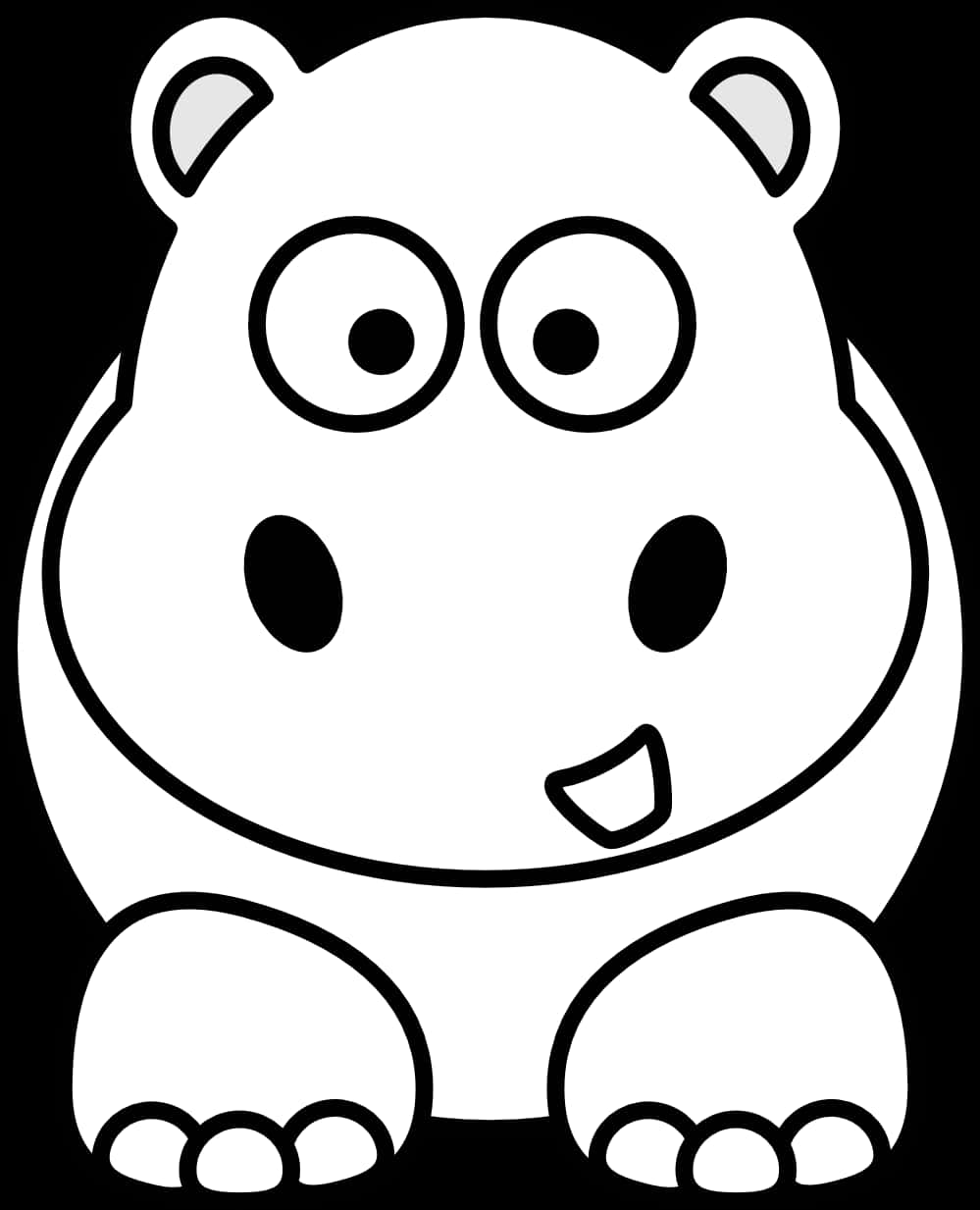 cartoon hippo, big round eyes, small smile, SD Phone Wallpaper