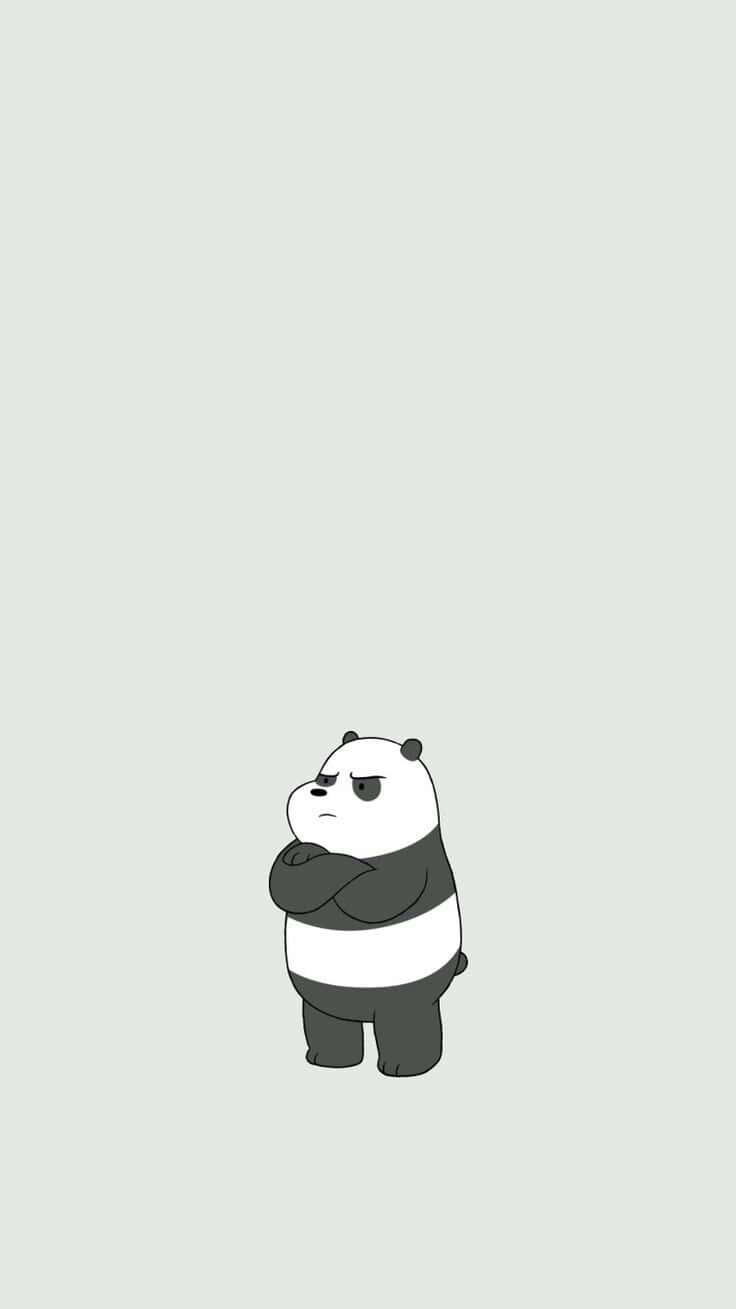black and white cartoon, cartoon panda, arms crossed, HD Phone Wallpaper