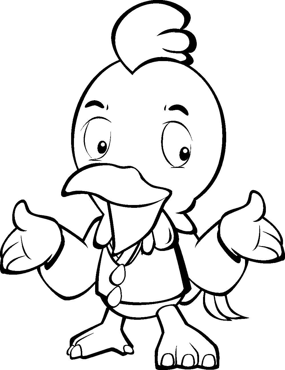 black and white cartoon, cartoon duckling, tufted head, HD Phone Wallpaper