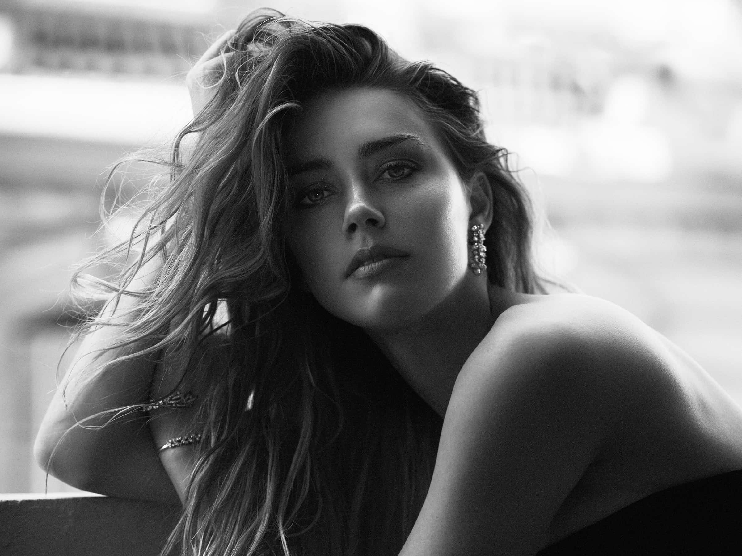 black and white portrait, woman, windswept hair, Full HD Desktop Wallpaper