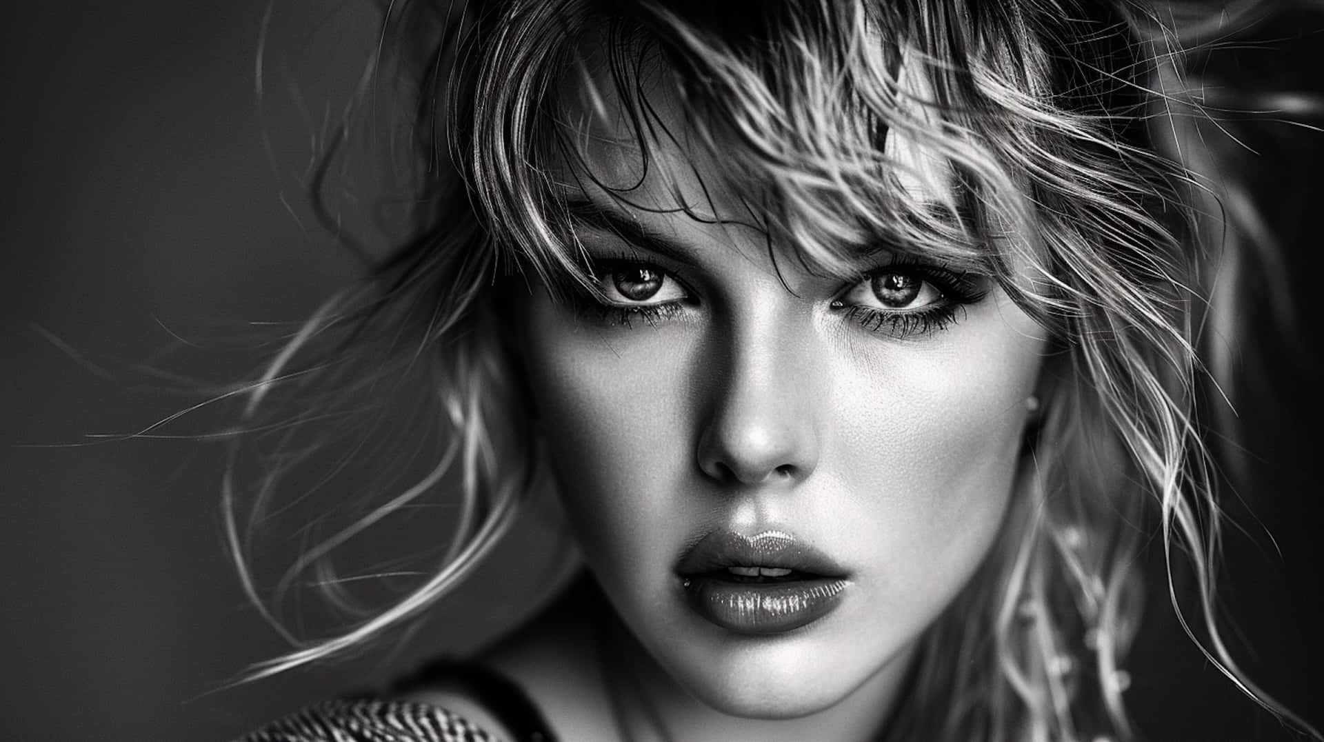 black and white, close-up portrait, woman, Full HD Desktop Wallpaper
