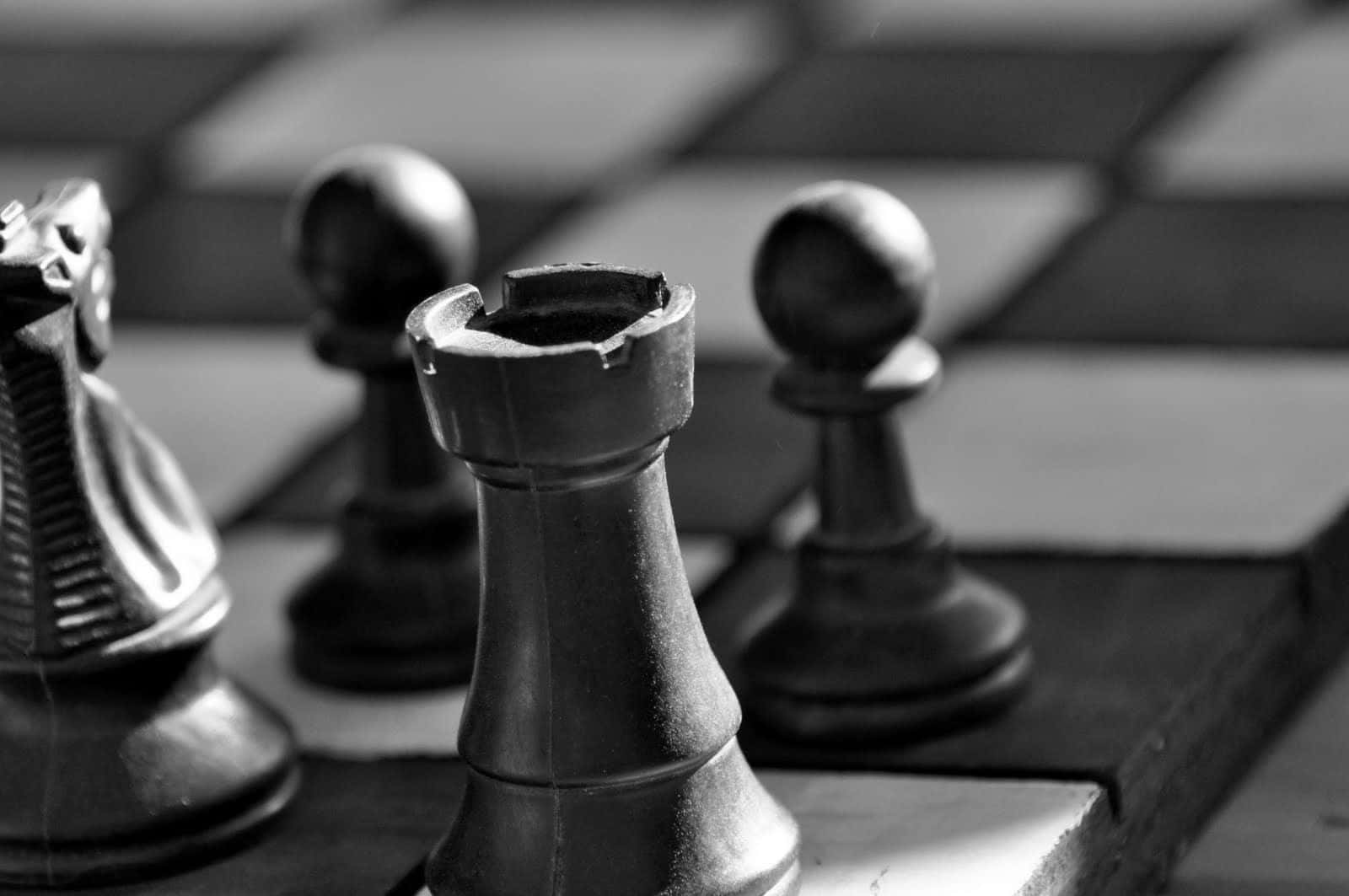 Black And White Chess, checkered board, chess pieces, HD Desktop Wallpaper