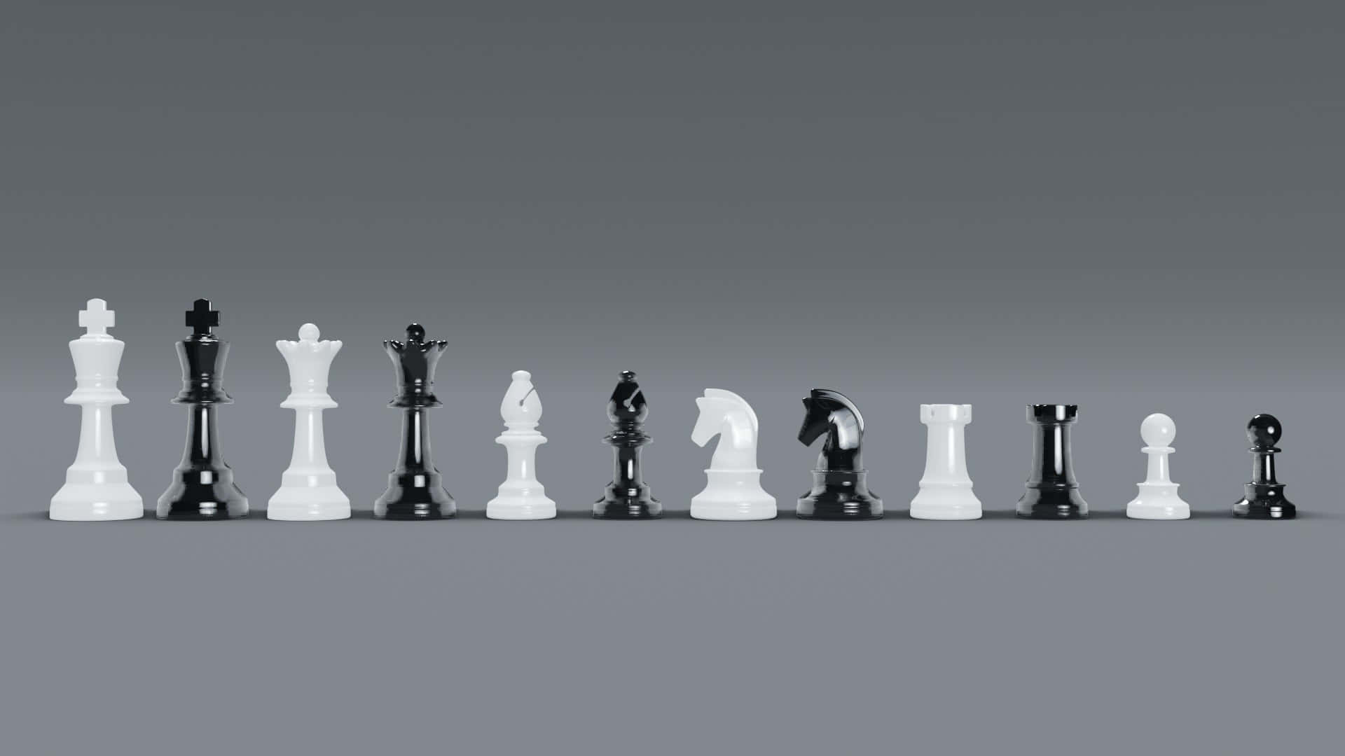 black and white chess, gray gradient background, chess pieces, Full HD Desktop Wallpaper