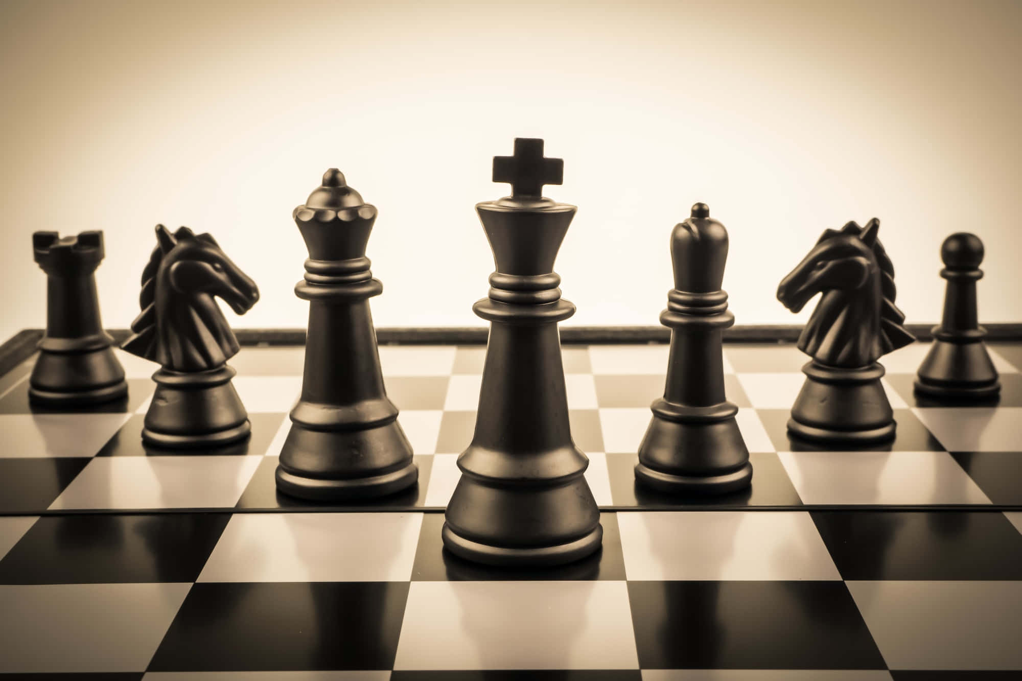 chessboard, black chess pieces, checkered board, Full HD Desktop Wallpaper