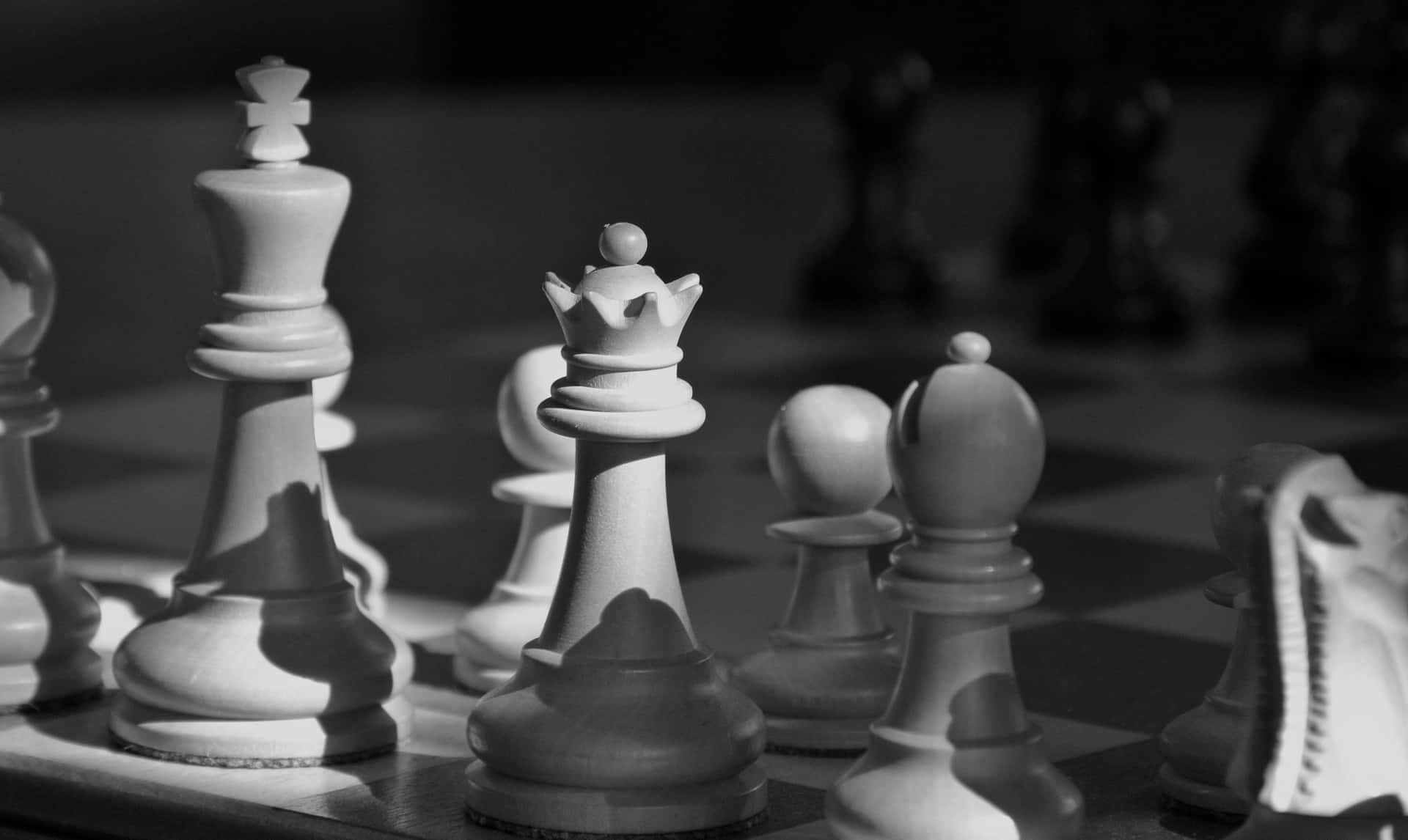 Black And White Chess, checkered board, chess pieces, Full HD Desktop Wallpaper