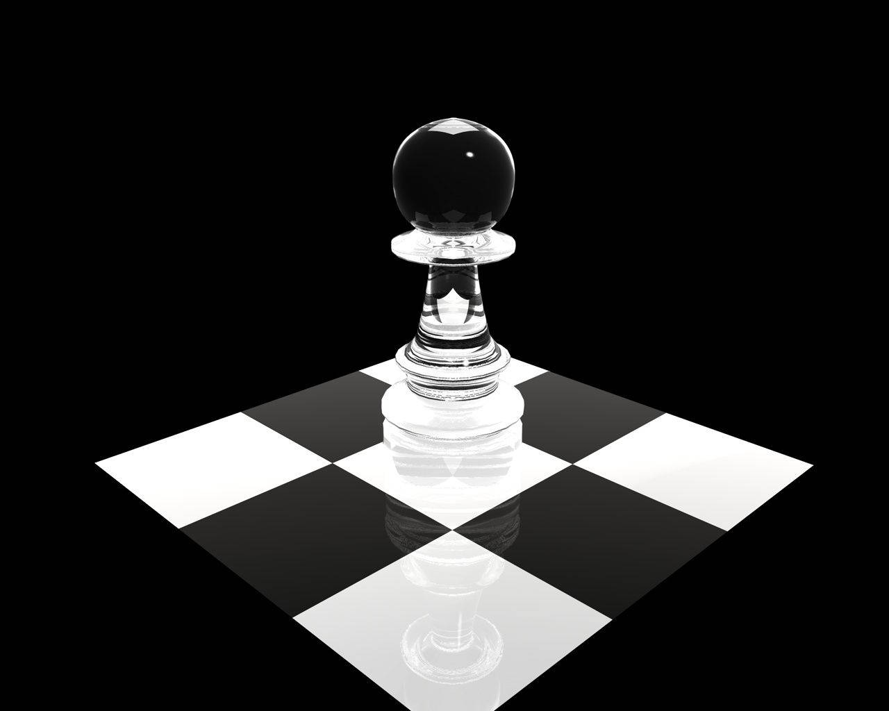 elegant chess glass pawn, glass chess pawn, reflective black and white chessboard, HD Desktop Wallpaper