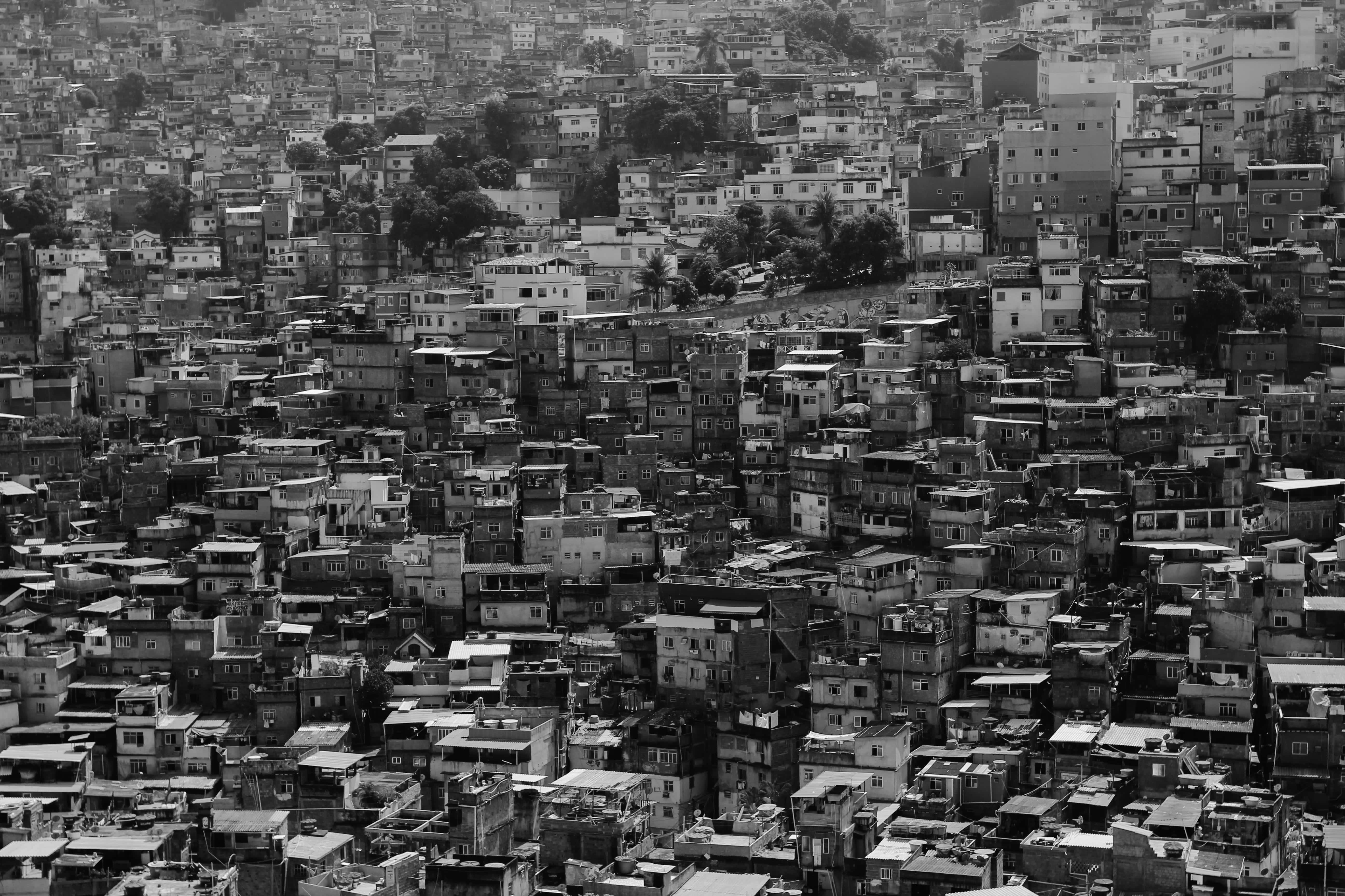 Black And White City, aerial view, urban buildings, 5K Desktop Wallpaper